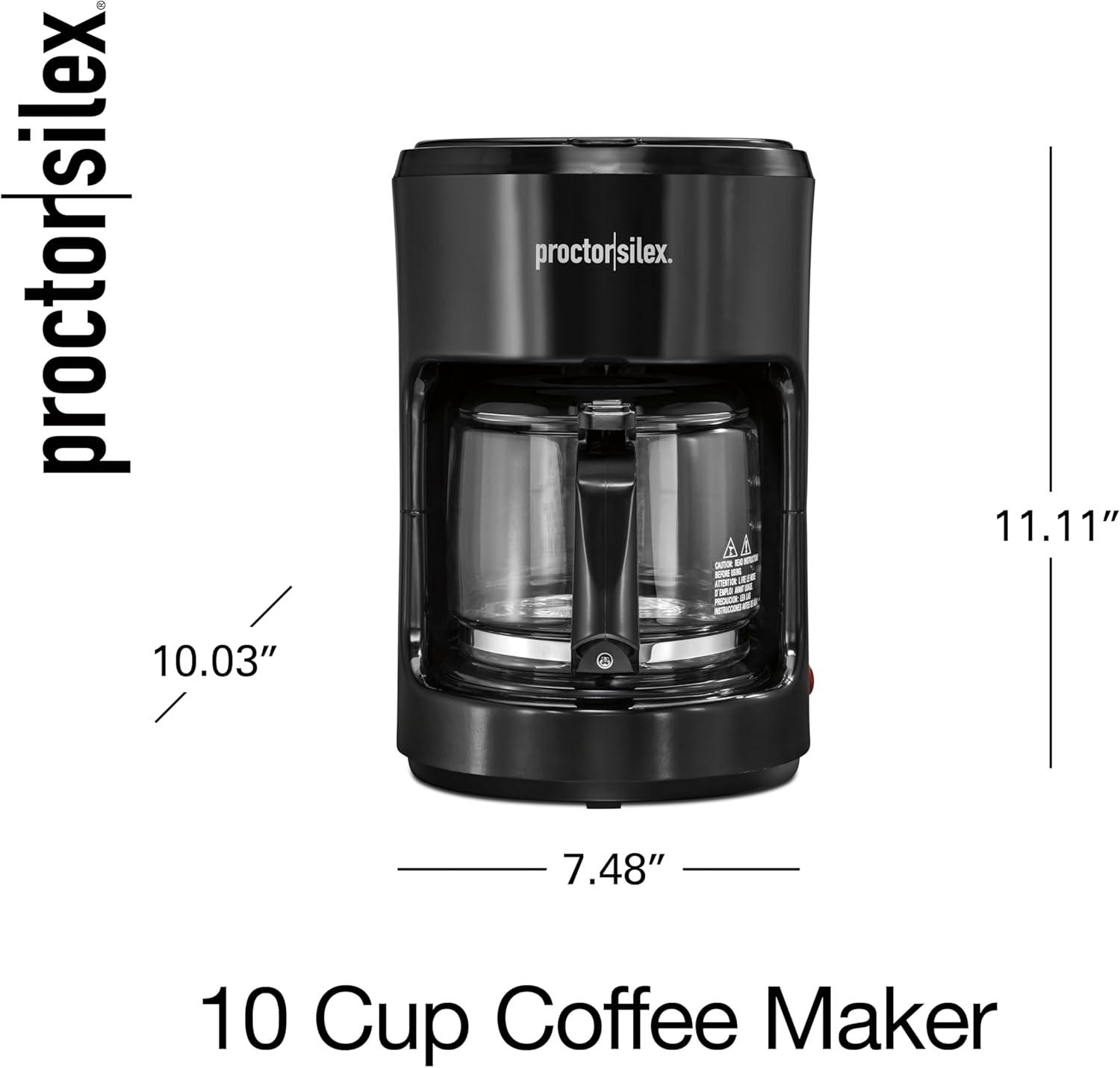 image:imageProctor Silex 10Cup Coffee Maker Works with Smart Plugs That Are Compatible with Alexa Auto Pause and Serve Black 48351PS10Cup