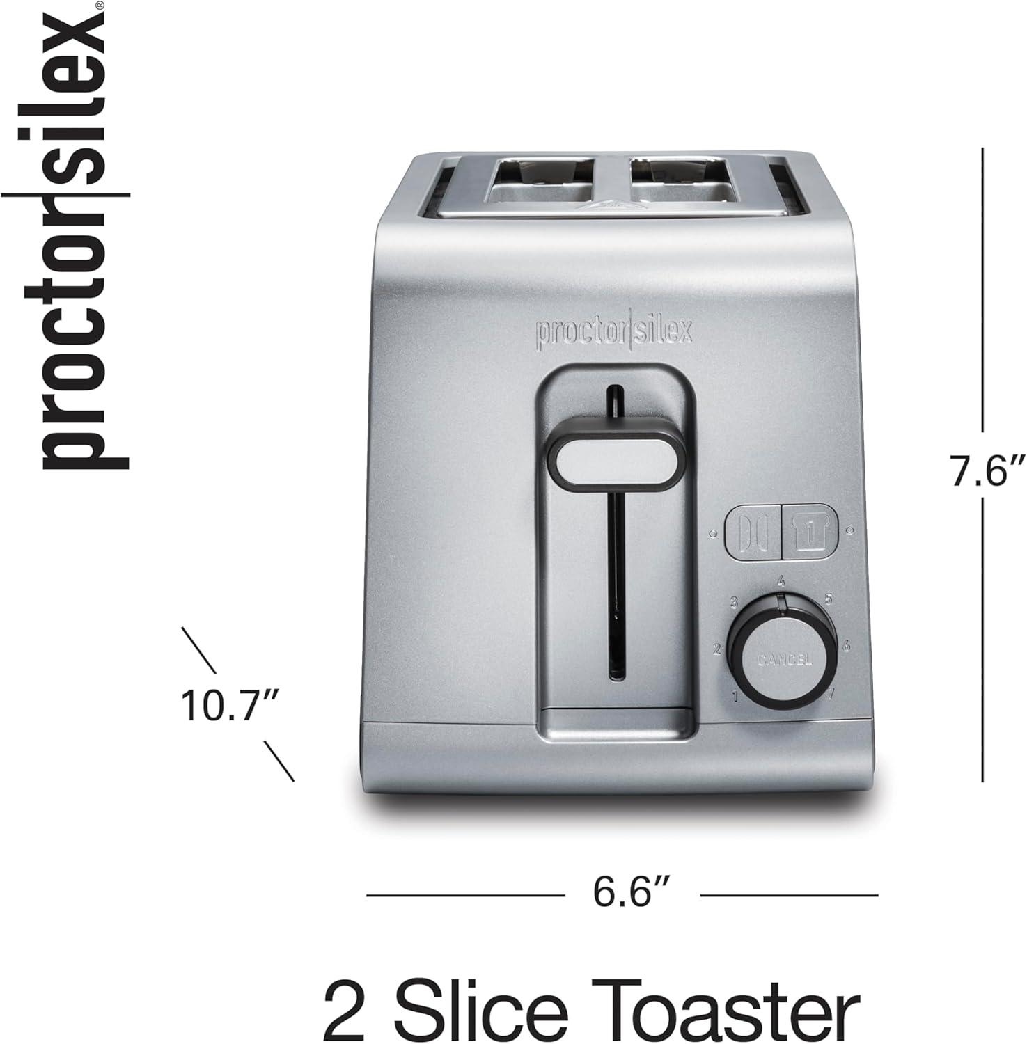 image:imageProctor Silex 2 Slice Toaster with Extra Wide Slots SureToast Technology Shade Selector amp Bagel Setting Black and Silver 22302