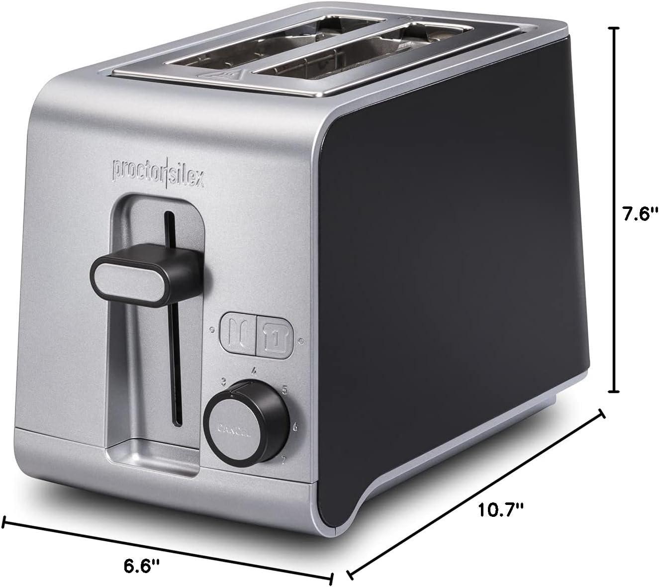 image:imageProctor Silex 2 Slice Toaster with Extra Wide Slots SureToast Technology Shade Selector amp Bagel Setting Black and Silver 22302