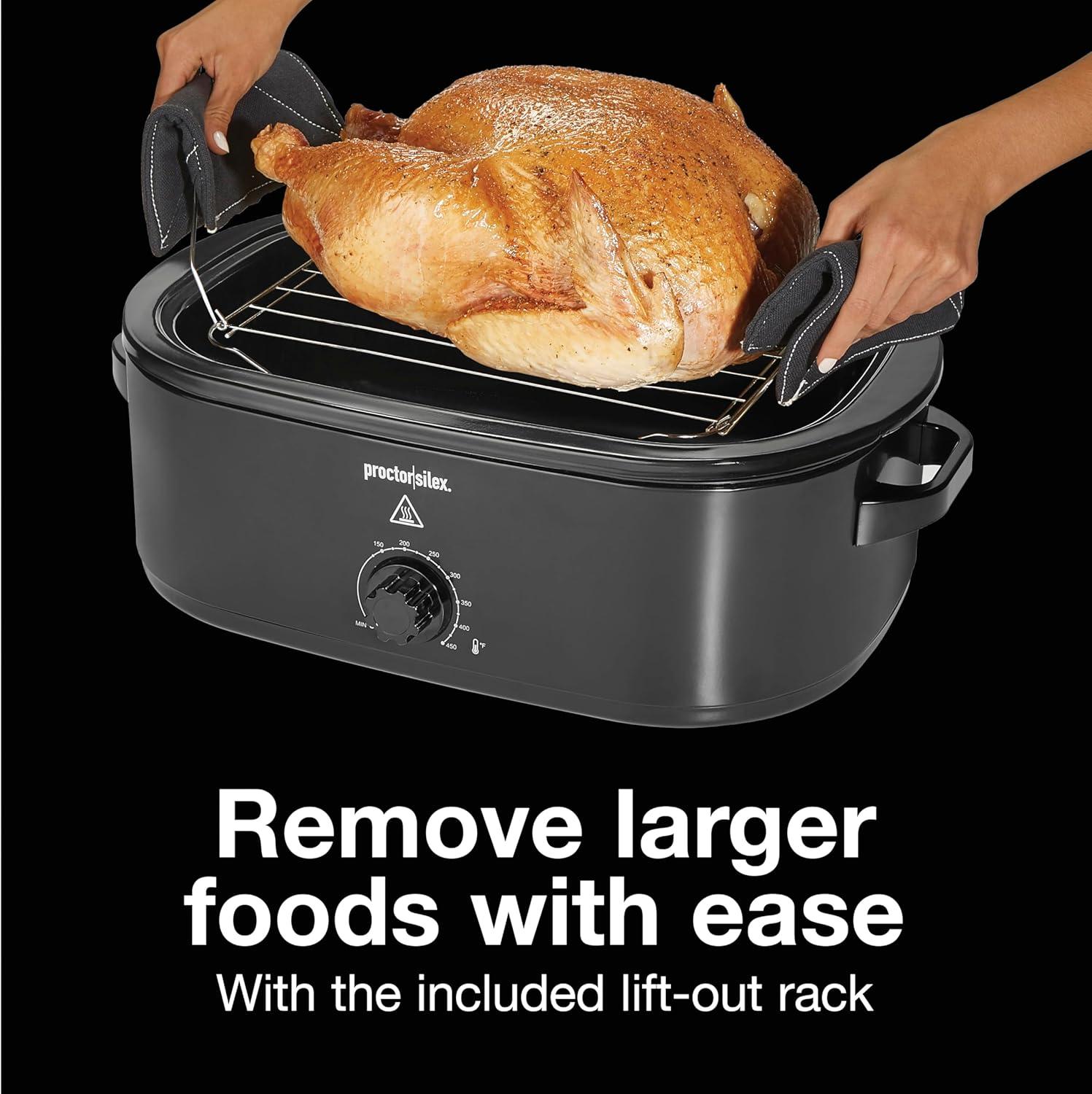image:imageProctor Silex 24Pound Electric Roaster Oven with Variable Temperature Control SelfBasting Lid amp Removable Pan 18 Quart Black 32211