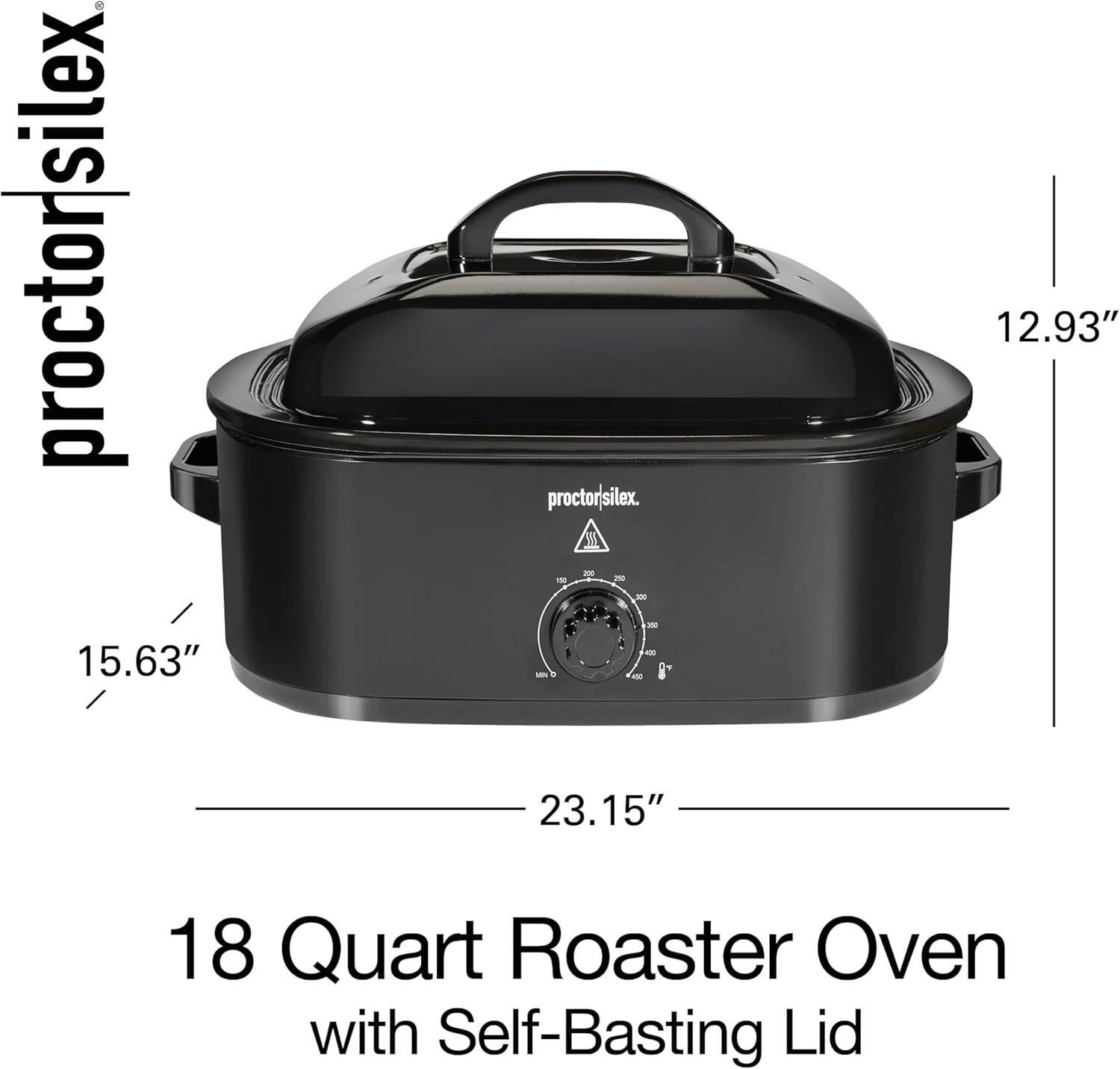 image:imageProctor Silex 24Pound Electric Roaster Oven with Variable Temperature Control SelfBasting Lid amp Removable Pan 18 Quart Black 32211