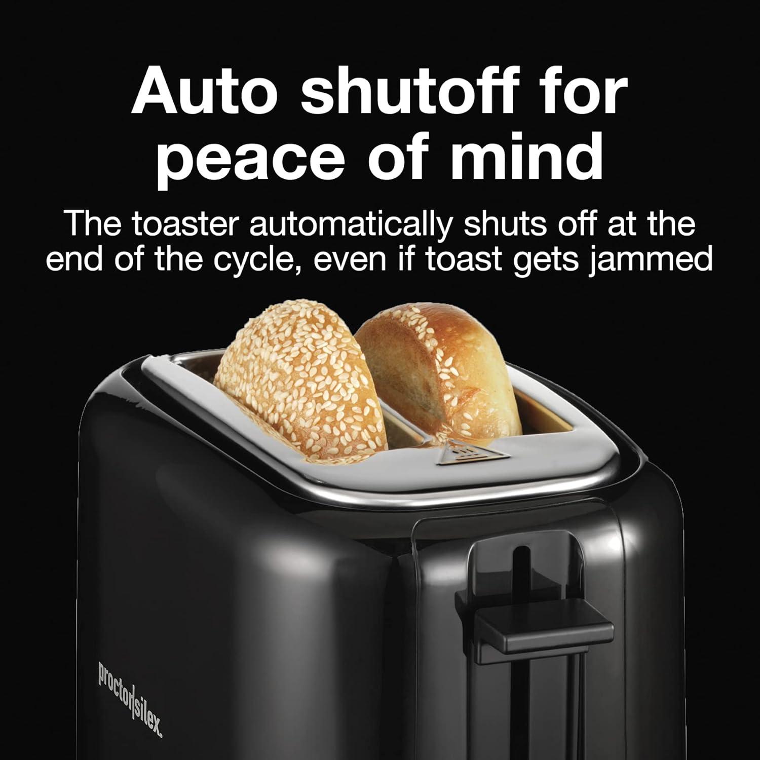 image:imageProctor Silex 2Slice Toaster with Extra Wide Slots for Bagels CoolTouch Walls Shade Selector Toast Boost Auto Shutoff and Cancel Button Black 22305Toaster