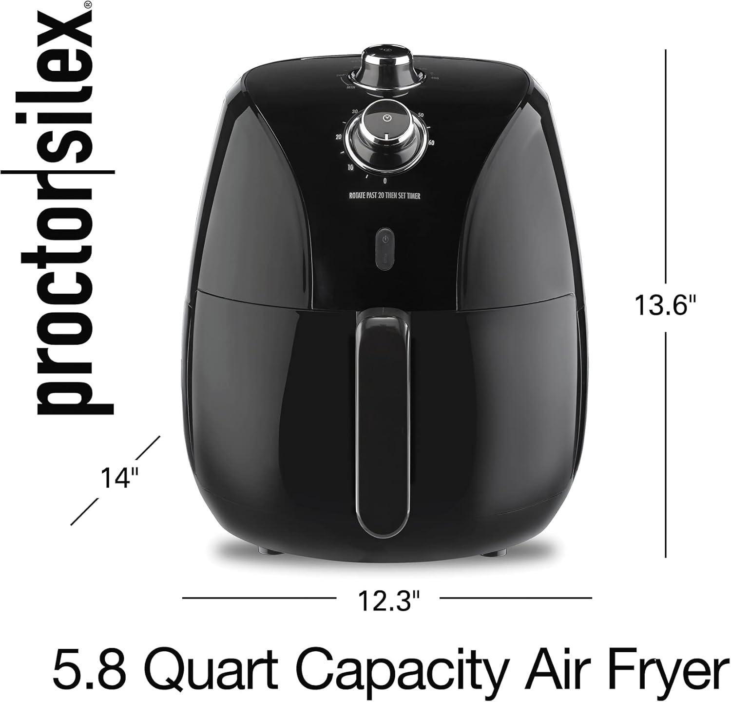 image:imageProctor Silex 58 QT Air Fryer Oven with Temperature Control 60 Min Timer Non Stick Basket 1700W Black 35060Black