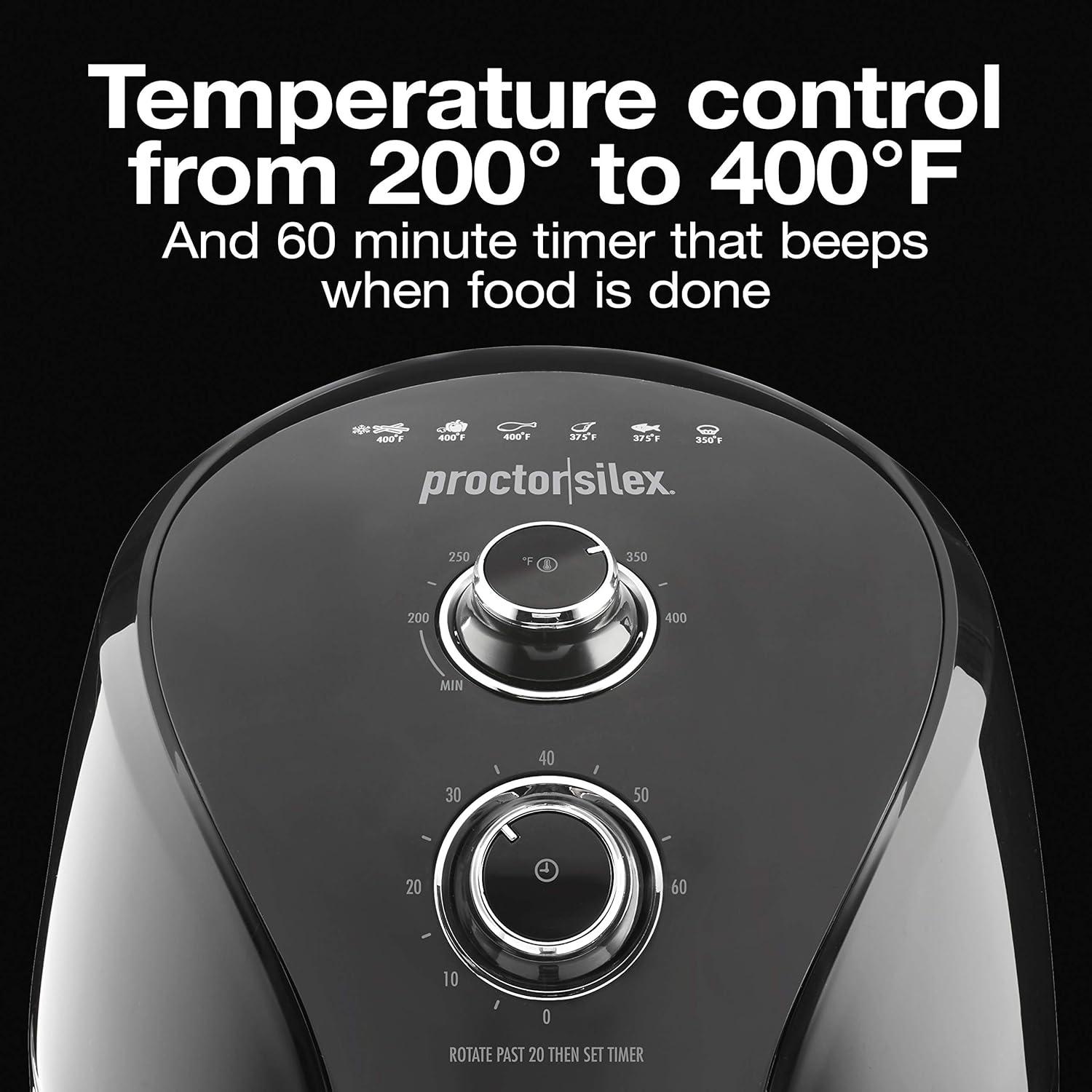 image:imageProctor Silex 58 QT Air Fryer Oven with Temperature Control 60 Min Timer Non Stick Basket 1700W Black 35060Black