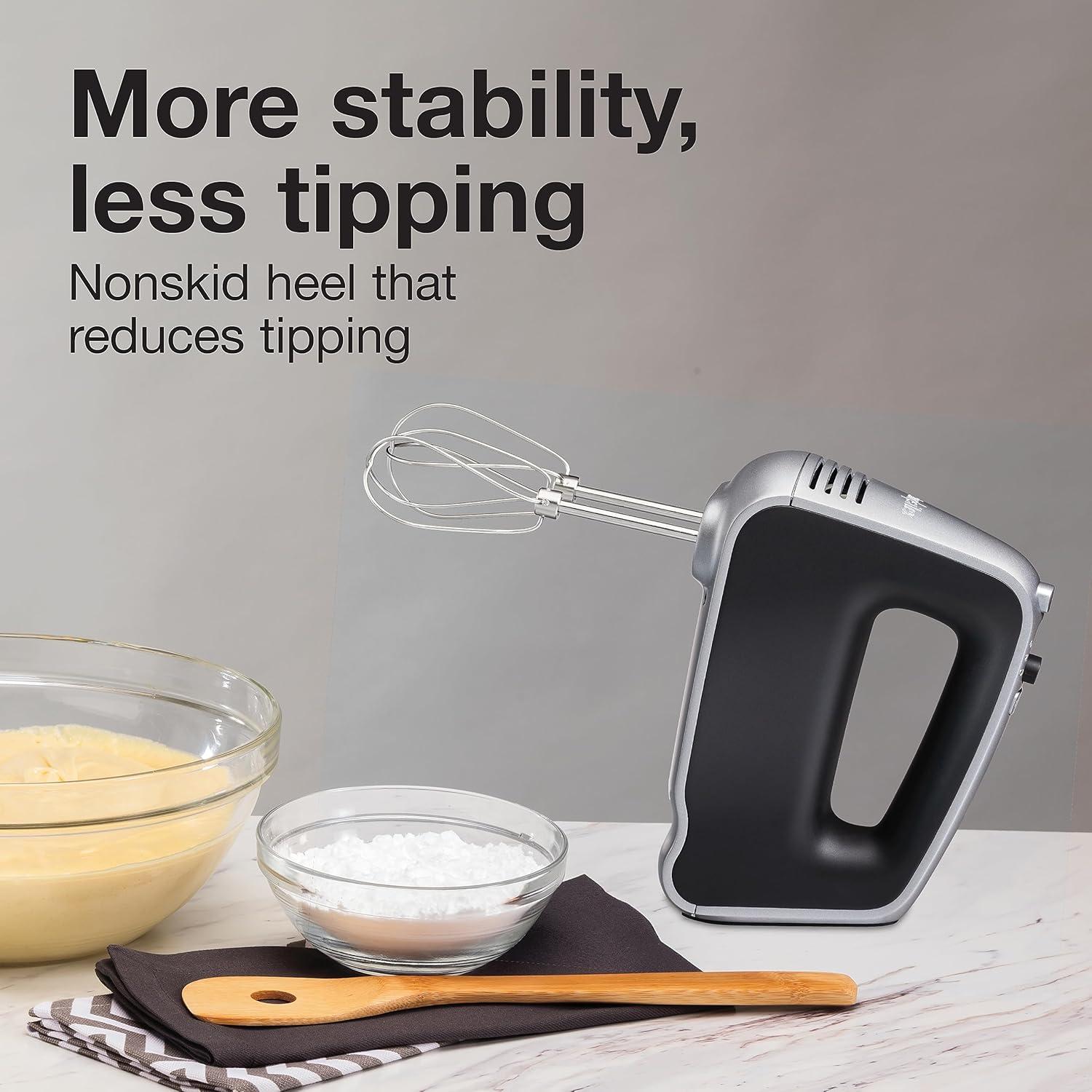image:imageProctor Silex 5Speed Boost Electric Hand Mixer with Powerful 13 Amp DC Motor For Effortless Mixing amp Consistent Speed in Thick Ingredients Slow Start Silver 62501