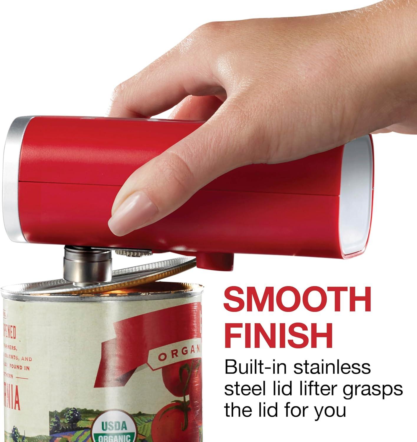image:imageProctor Silex Automatic Electric Can Opener Hands Free Cordless Operation amp USB Rechargeable SelfAligning Cut Smooth Touch Lid Edges Compact and Easy to Store RedRed