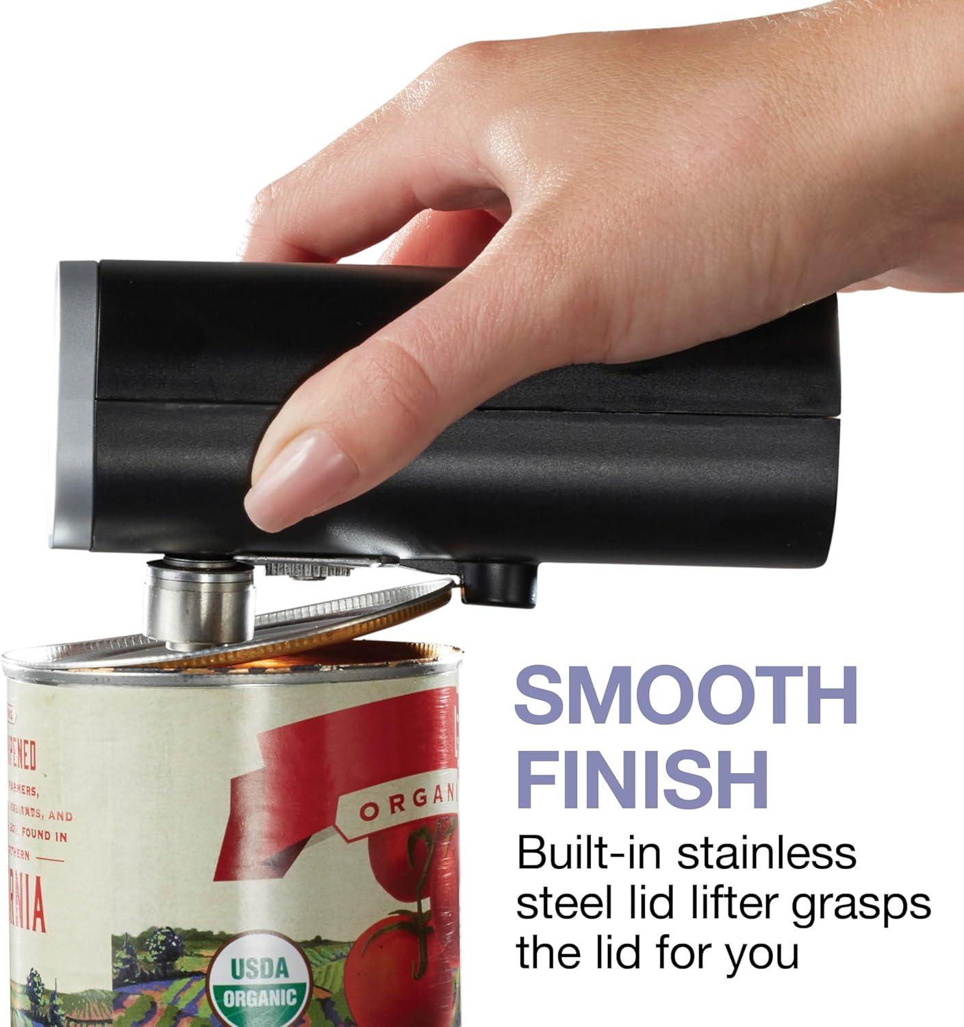 image:imageProctor Silex Automatic Electric Can Opener Hands Free Cordless Operation amp USB Rechargeable SelfAligning Cut Smooth Touch Lid Edges Compact and Easy to Store RedBlack