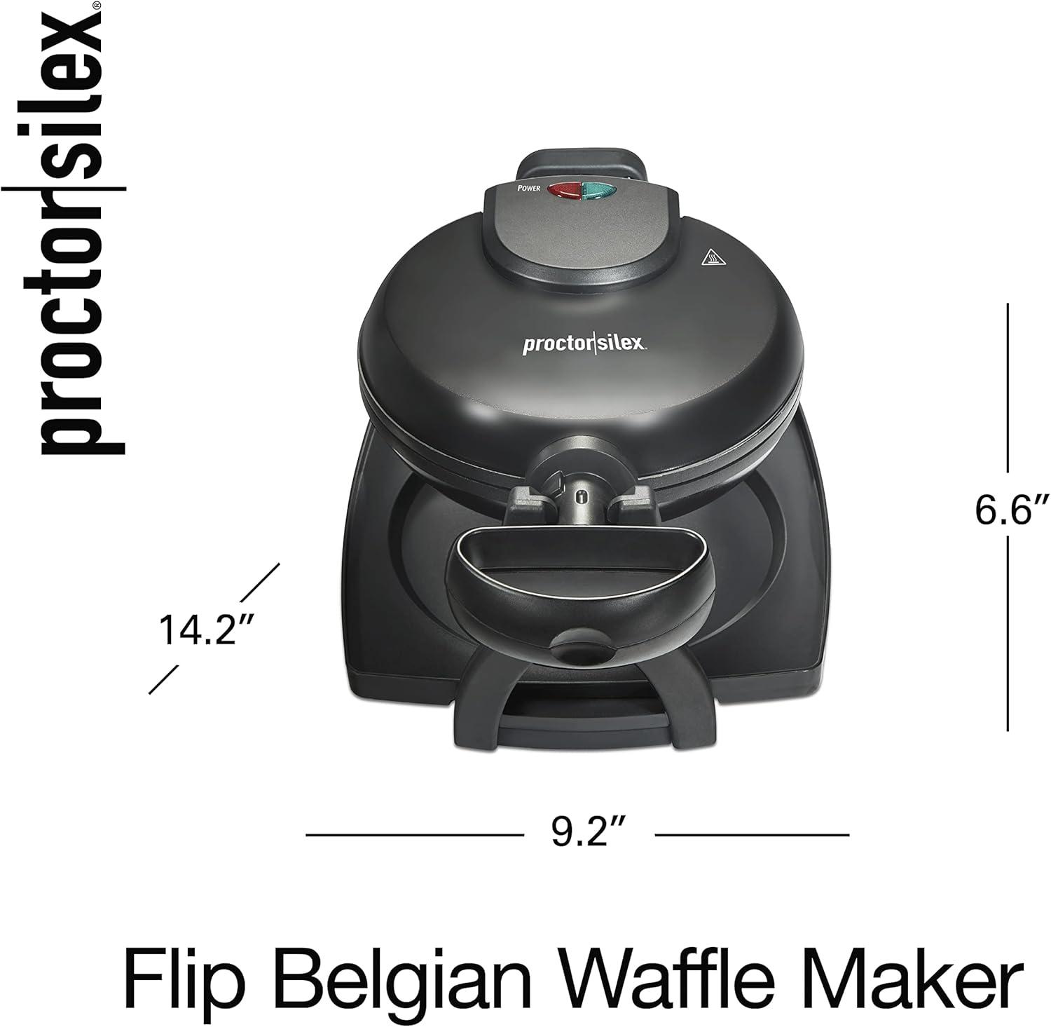 image:imageProctor Silex Belgian Waffle Maker with Nonstick Plates Single Flip CoolTouch Handle and Removable Drip Tray for Easy Cleanup Black 26090PS