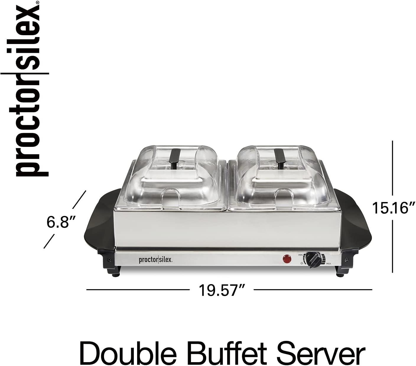 image:imageProctor Silex Buffet Server amp Food Warmer Adjustable Heat for Parties Holidays and Entertaining Three 25 Quart OvenSafe Chafing Dish Set Stainless SteelTwo 25 Quart OvenSafe Chafing Dish Set