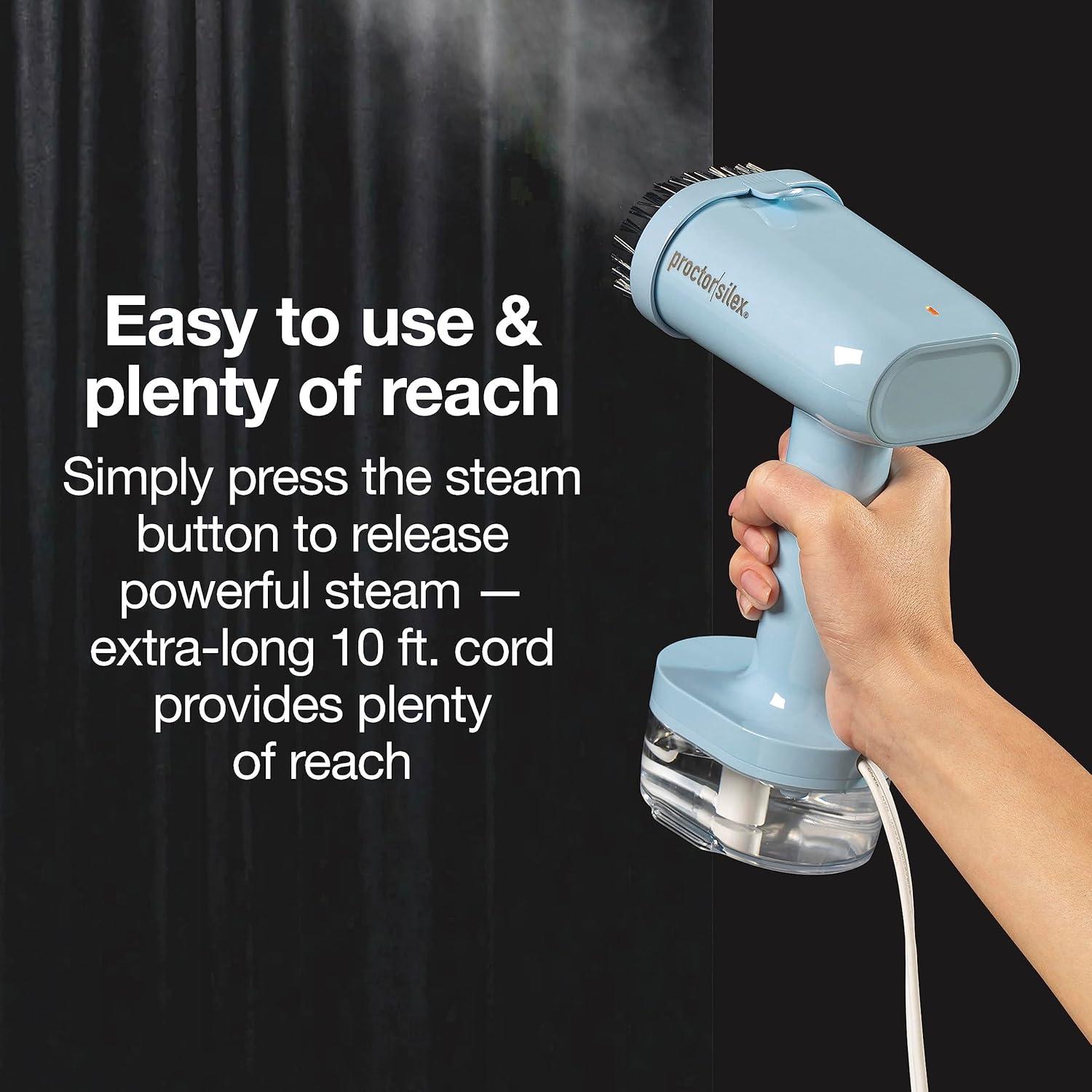 image:imageProctor Silex Compact Travel Iron amp Garment Steamer for Clothes Ready in 45 Seconds for 7 Minutes of Continuous Use Portable and Lightweight Vacation Essentials 1200 Watts 120 ml Water Tank Blue120 ml Water Tank