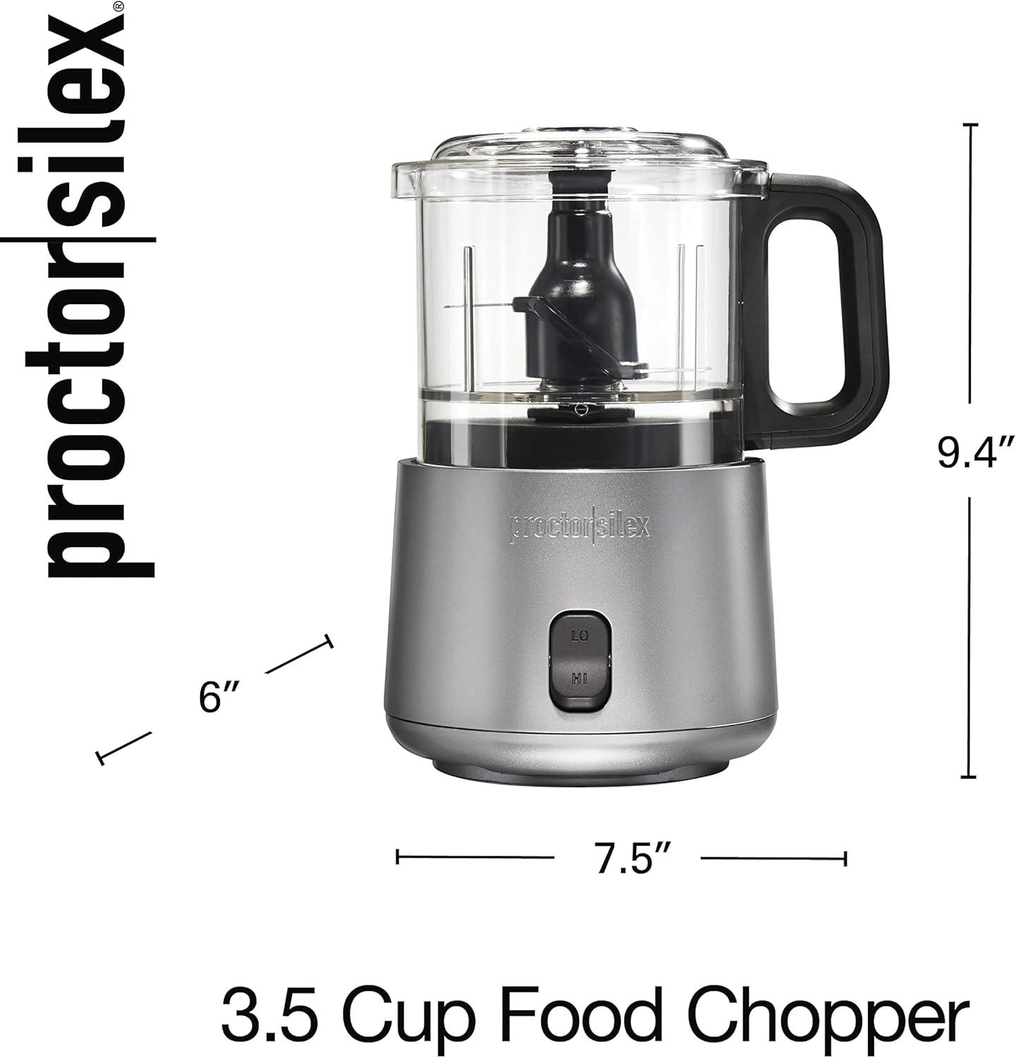 image:imageProctor Silex Durable Electric Vegetable Chopper amp Mini Food Processor for Chopping Puree amp Emulsify 15 Cup White35 cups 2Speed Silver