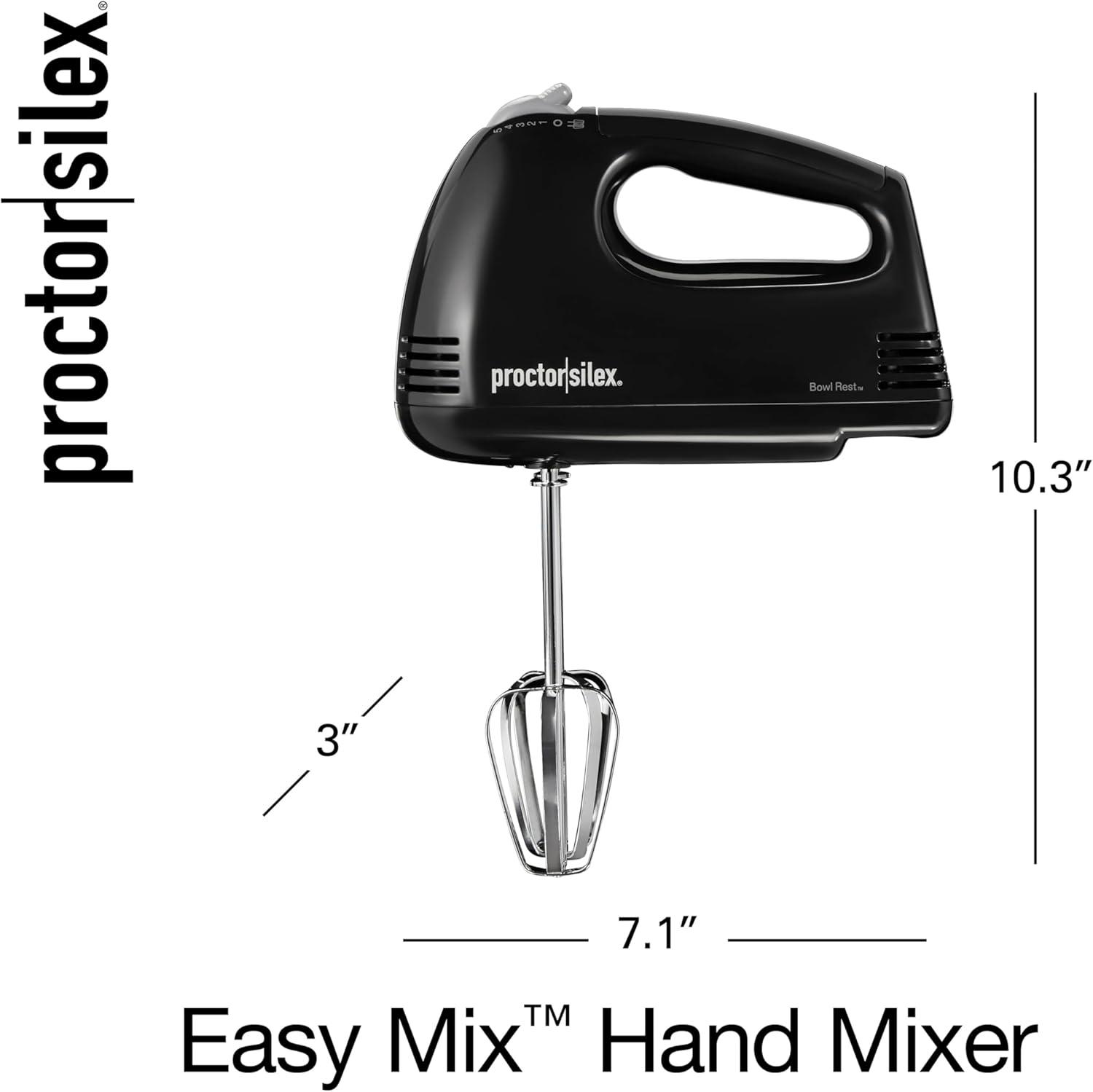 image:imageProctor Silex Easy Mix 5Speed Electric Hand Mixer with Bowl Rest Compact and Lightweight 100 Watts of Peak Power Black 62507PSBlack