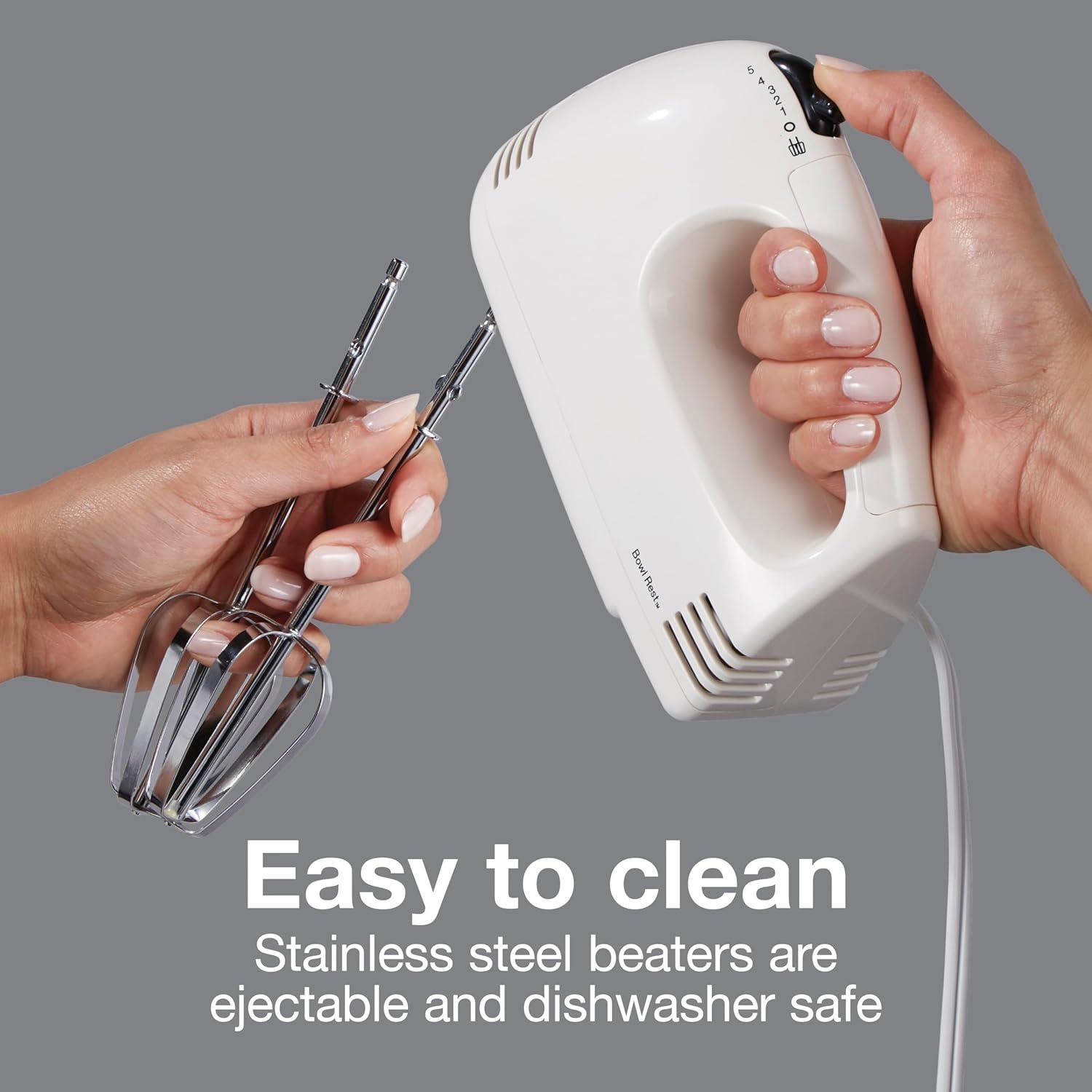 image:imageProctor Silex Easy Mix 5Speed Electric Hand Mixer with Bowl Rest Compact and Lightweight 100 Watts of Peak Power Black 62507PSWhite