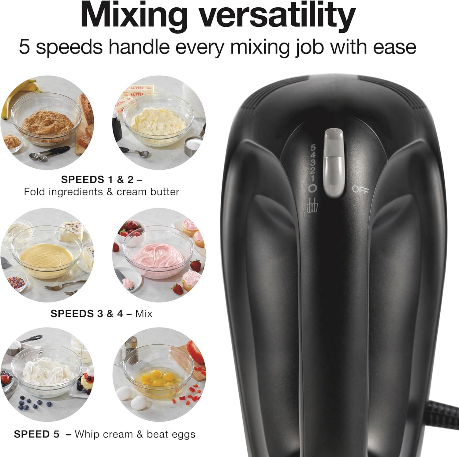 image:imageProctor Silex Easy Mix 5Speed Electric Hand Mixer with Bowl Rest Compact and Lightweight 215 Watts of Peak Power Storage Case Black 62512Black