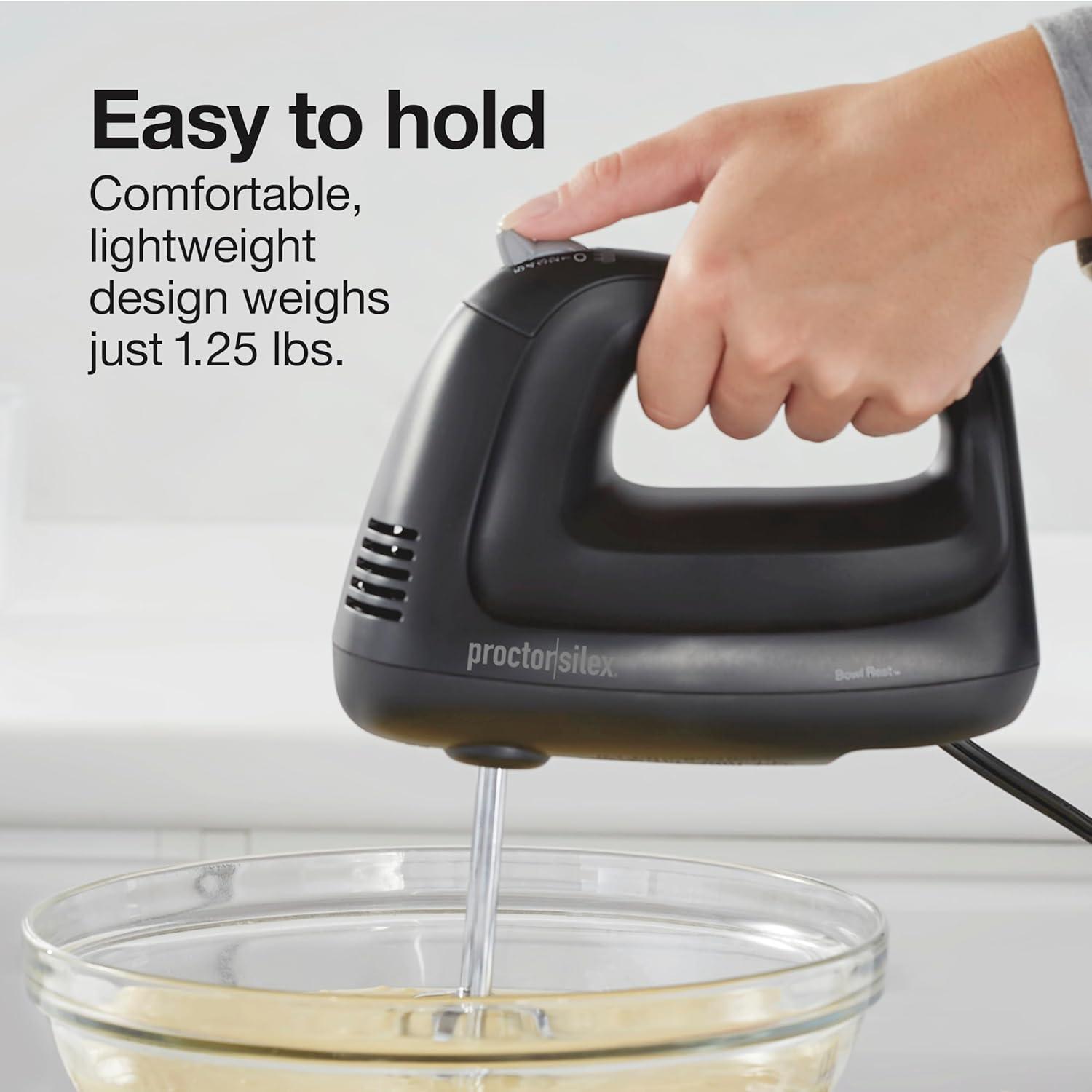 image:imageProctor Silex Easy Mix 5Speed Electric Hand Mixer with Bowl Rest Compact and Lightweight 215 Watts of Peak Power Storage Case Black 62512Black