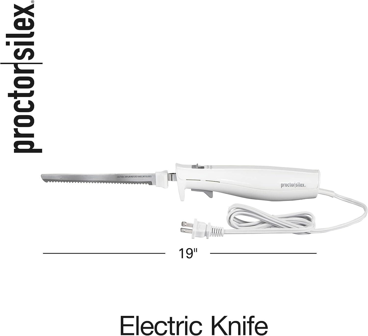 image:imageProctor Silex Easy Slice Electric Knife for Meat Slicing Poultry Bread Crafting Foam and More Lightweight with Contoured Grip White 74312