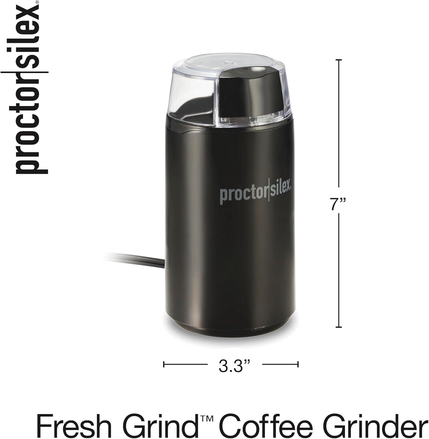 image:imageProctor Silex Electric Coffee Grinder for Beans Spices and More Stainless Steel Blades 12 Cups WhiteBlack