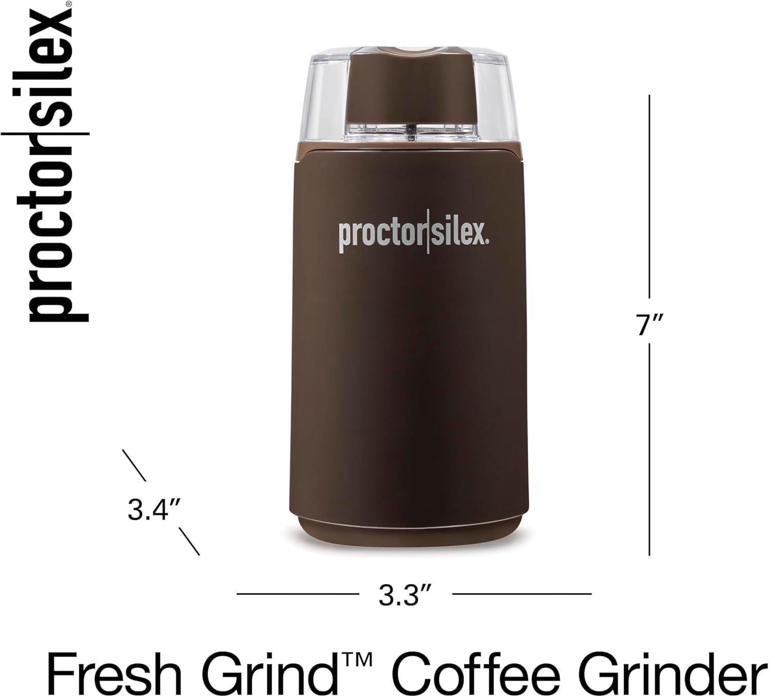 image:imageProctor Silex Electric Coffee Grinder for Beans Spices and More Stainless Steel Blades 12 Cups WhiteBrown