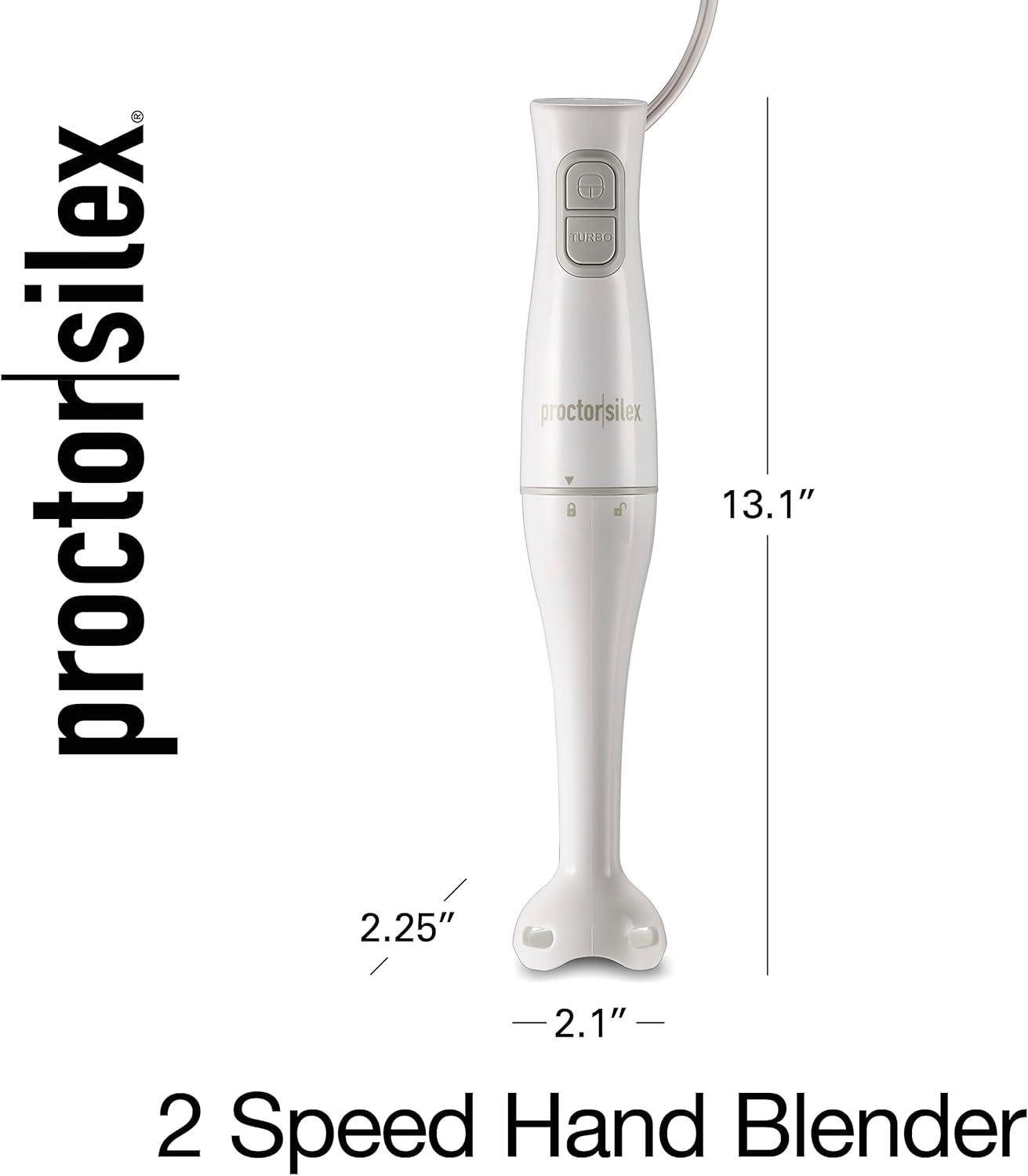 image:imageProctor Silex Electric Immersion Blender with Detachable Dishwasher Safe Handheld Hand Blender Stick 2Speeds 150 Watts White 59739150 Watts