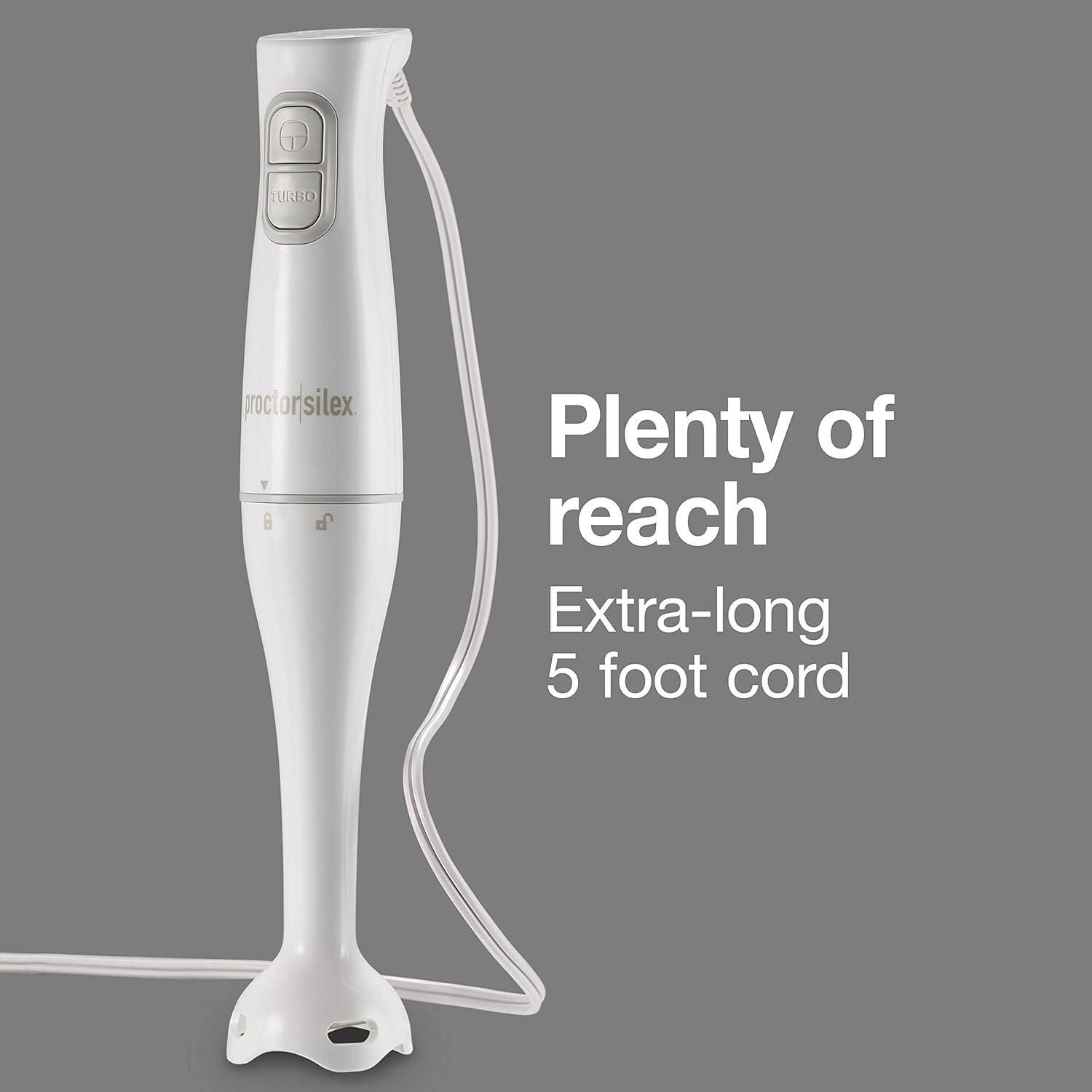 image:imageProctor Silex Electric Immersion Blender with Detachable Dishwasher Safe Handheld Hand Blender Stick 2Speeds 150 Watts White 59739150 Watts