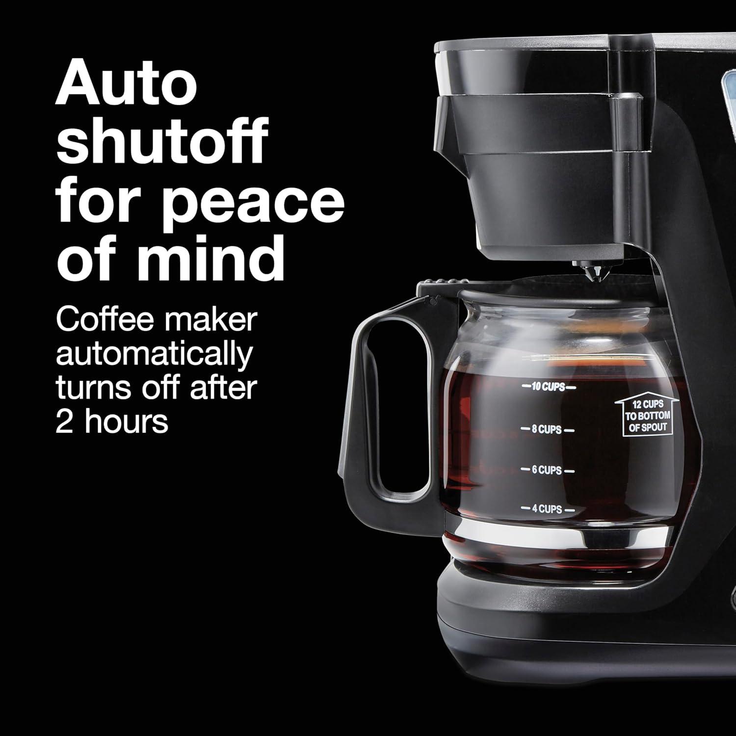image:imageProctor Silex FrontFill Drip Coffee Maker 12 Cup Glass Carafe Black and Silver 43680PSCompact