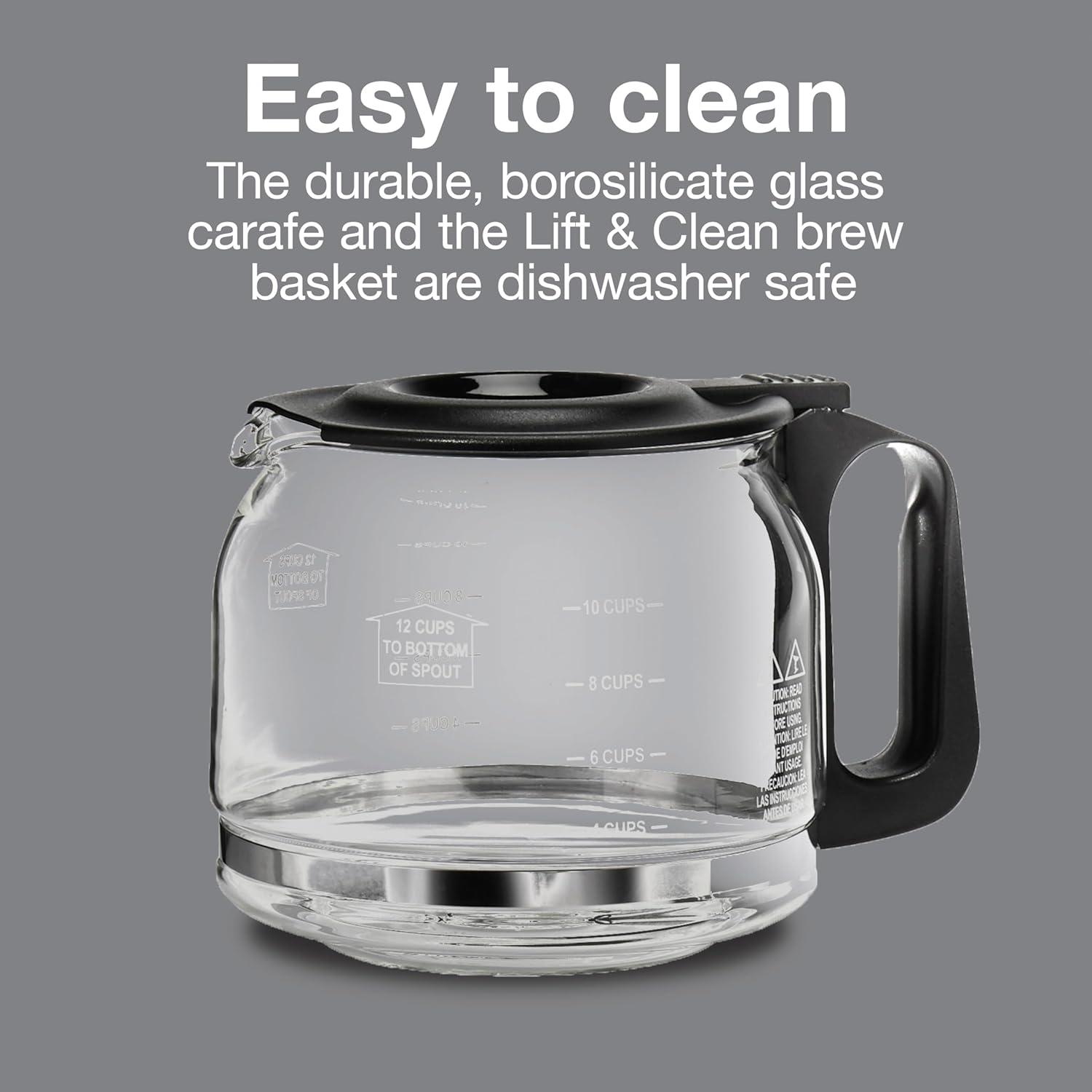 image:imageProctor Silex FrontFill Drip Coffee Maker 12 Cup Glass Carafe Black and Silver 43680PSCompact