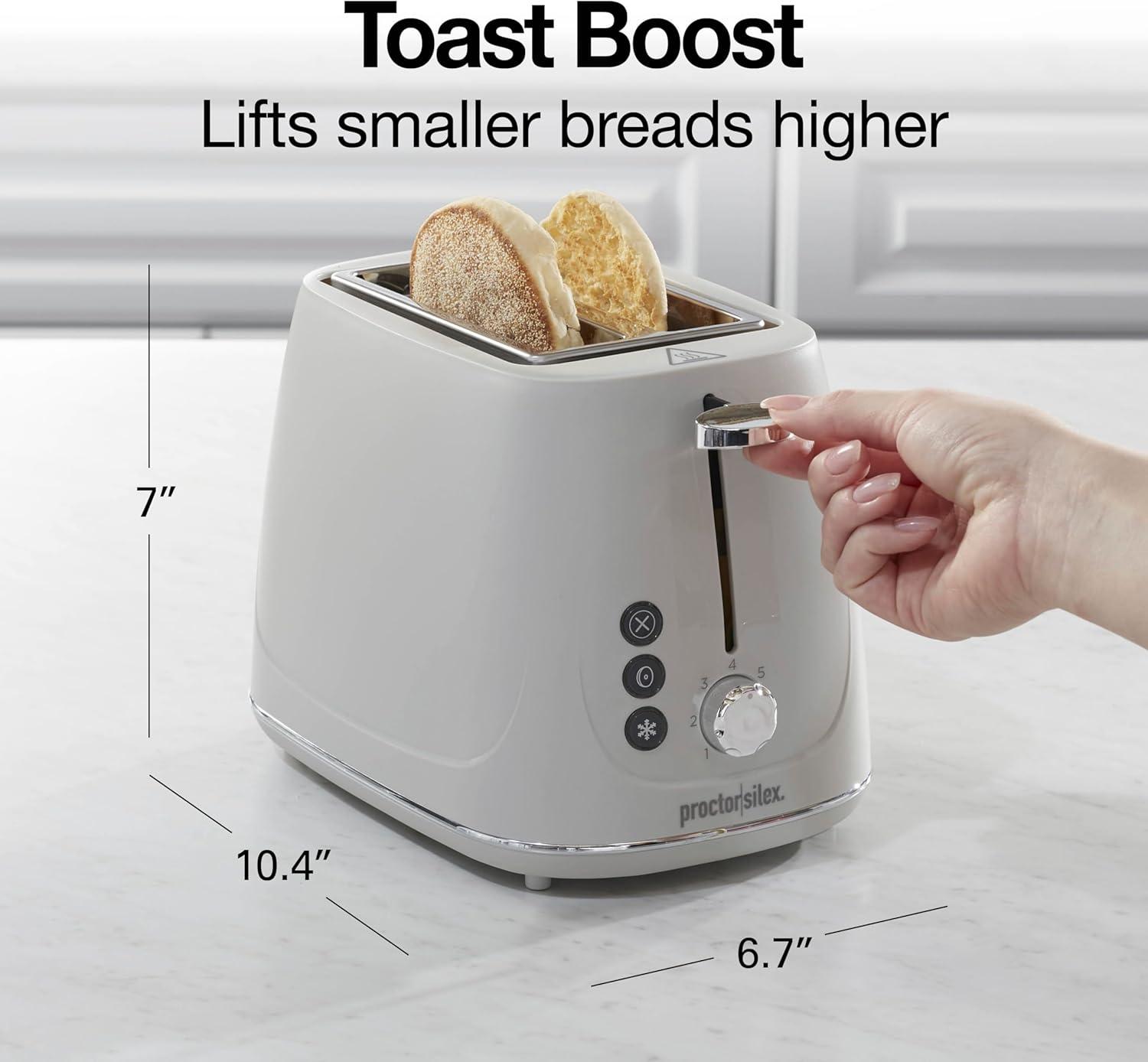 image:imageProctor Silex Plastic 2 Slice Toaster Bagel Defrost amp Cancel Buttons Browning Control With 7 Shades Auto Shutoff SlideOut Crumb Tray Oat White 22660Oat White