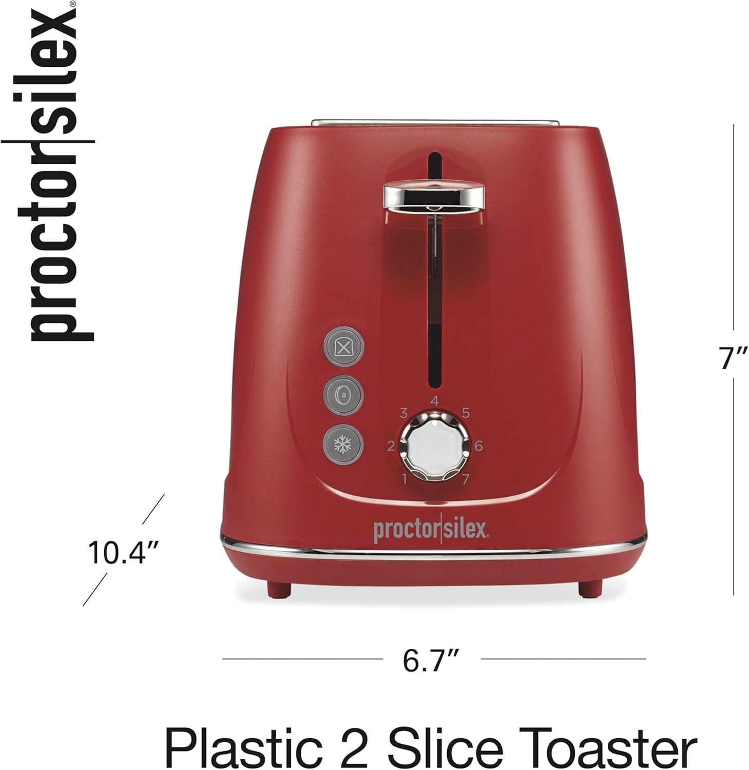 image:imageProctor Silex Plastic 2 Slice Toaster Bagel Defrost amp Cancel Buttons Browning Control With 7 Shades Auto Shutoff SlideOut Crumb Tray Oat White 22660Red