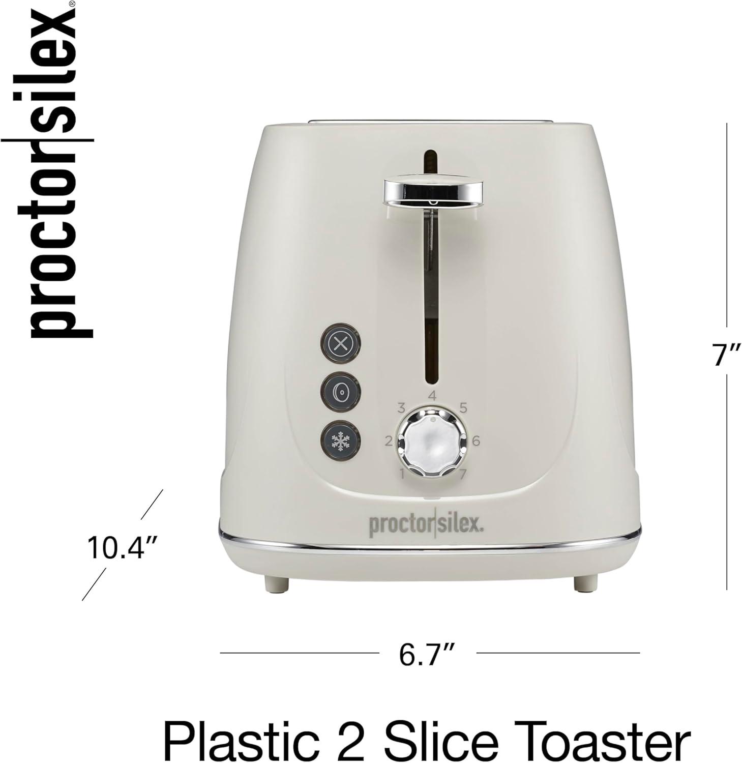 image:imageProctor Silex Plastic 2 Slice Toaster Bagel Defrost amp Cancel Buttons Browning Control With 7 Shades Auto Shutoff SlideOut Crumb Tray Oat White 22660Oat White
