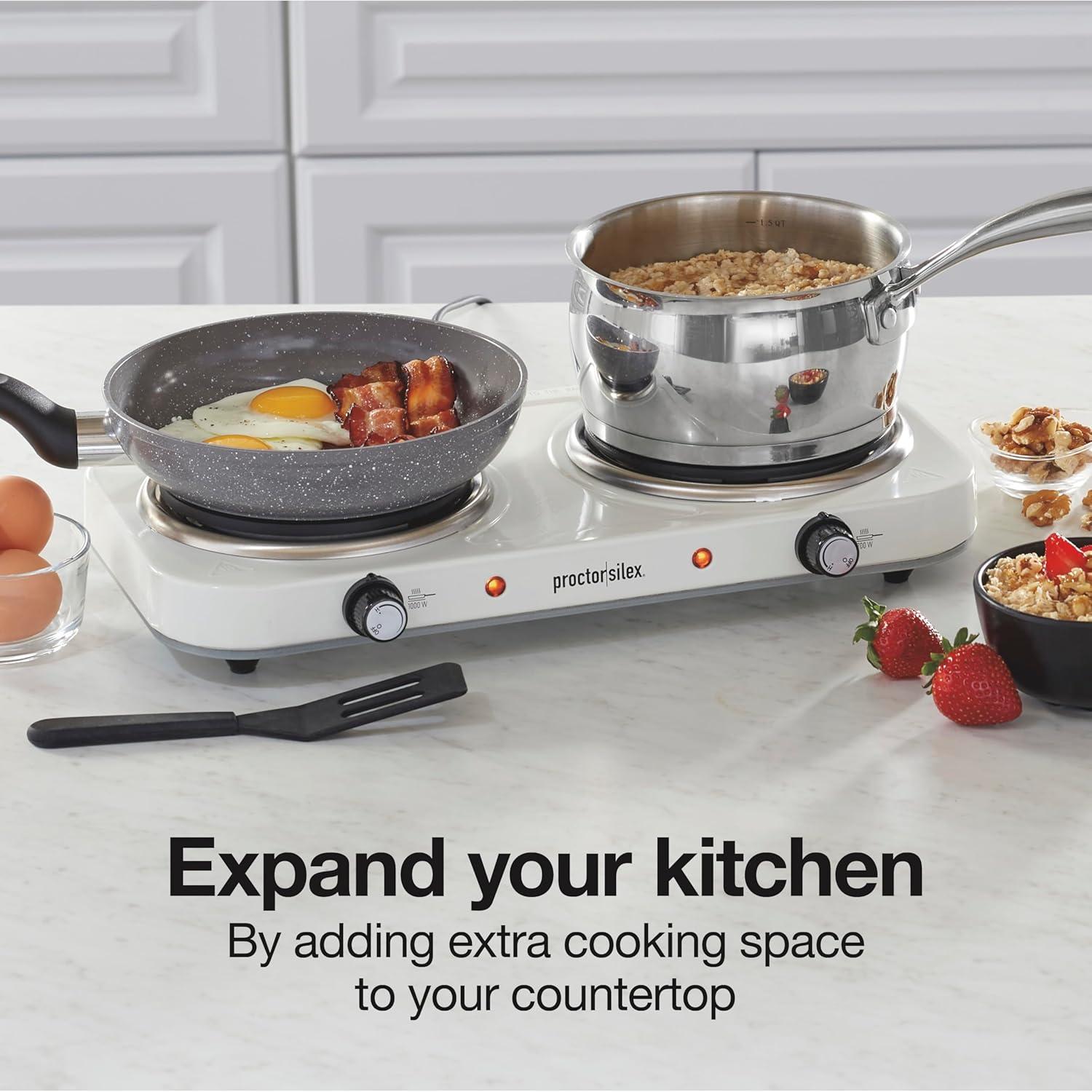 image:imageProctor Silex Portable Electric Stove Cast Iron Single Burner Cooktop Compact Adjustable Temperature Hot Plate 1000 Watts White 34107White