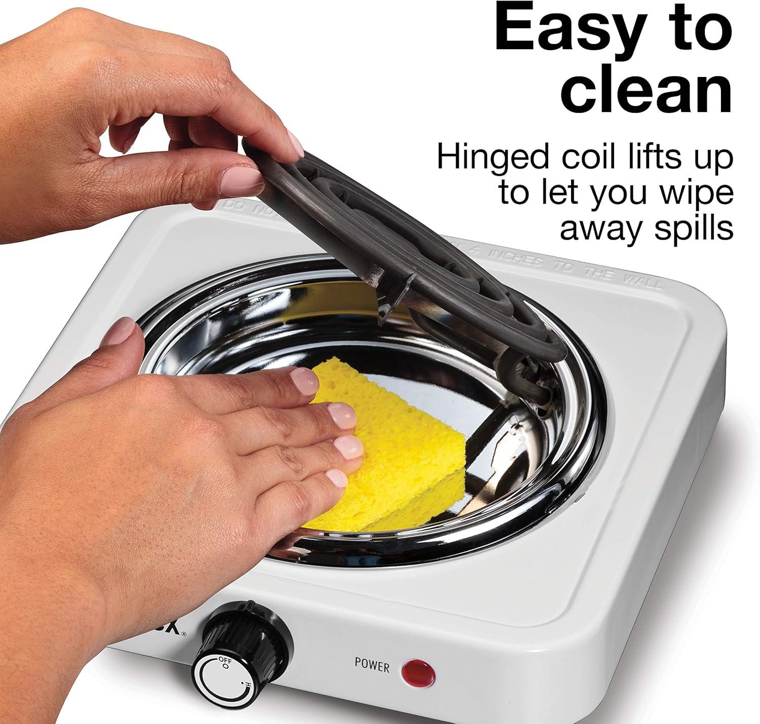 image:imageProctor Silex Portable Electric Stove Cast Iron Single Burner Cooktop Compact Adjustable Temperature Hot Plate 1000 Watts White 34107White