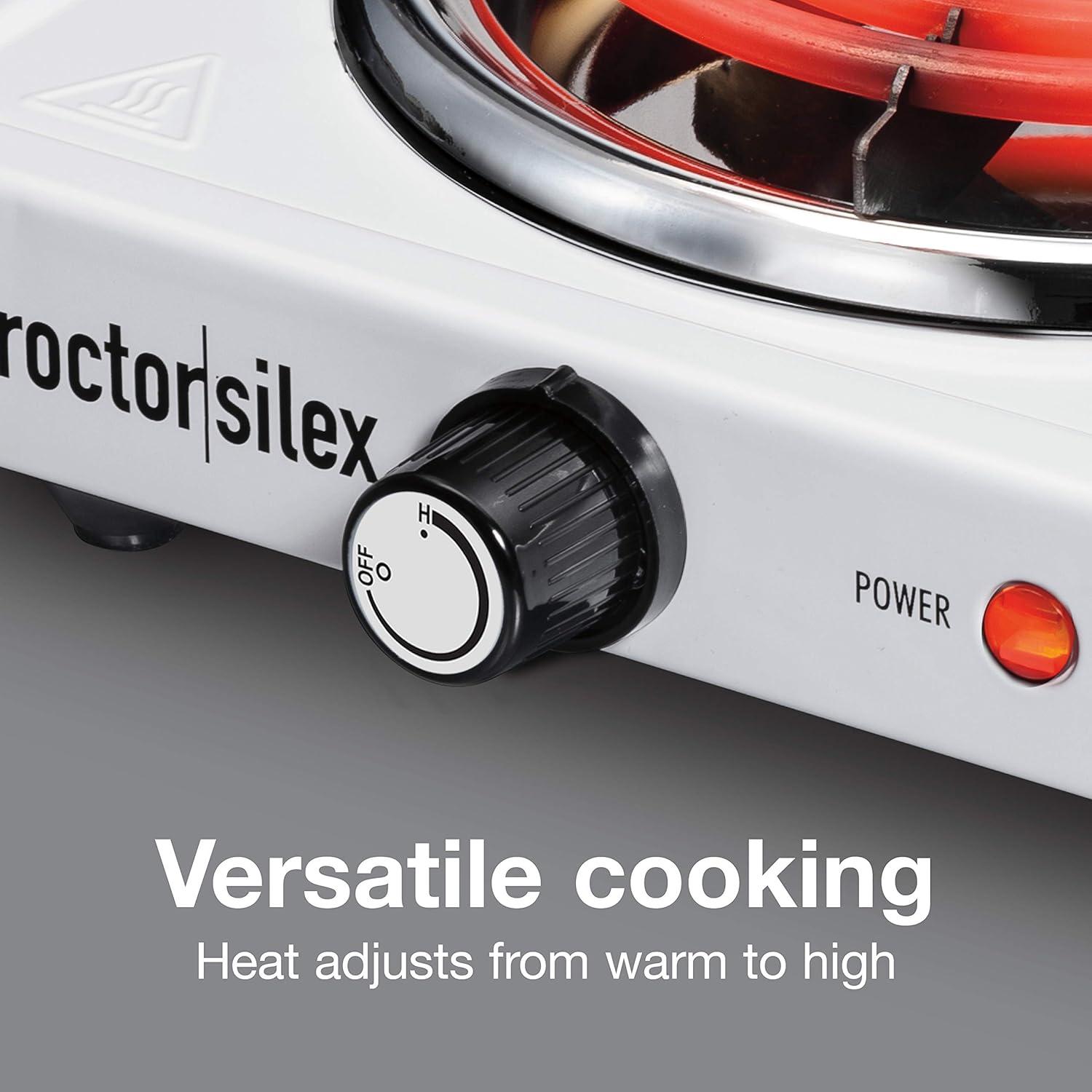 image:imageProctor Silex Portable Electric Stove Cast Iron Single Burner Cooktop Compact Adjustable Temperature Hot Plate 1000 Watts White 34107White