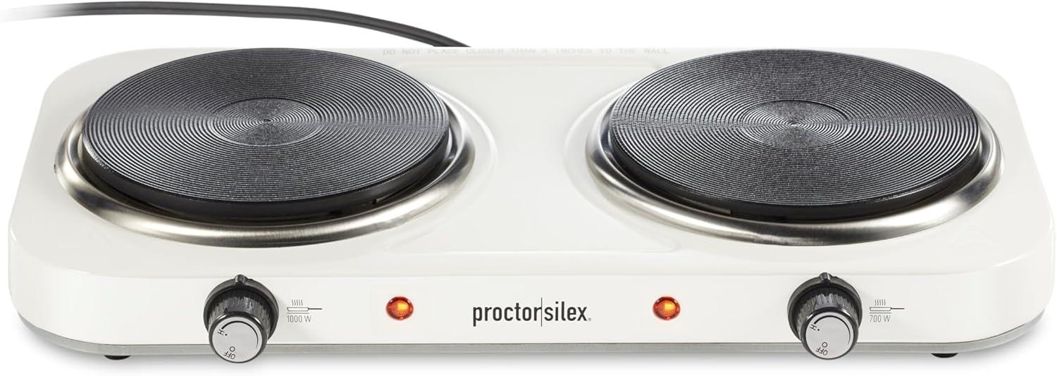 image:imageProctor Silex Portable Electric Stove Cast Iron Single Burner Cooktop Compact Adjustable Temperature Hot Plate 1000 Watts White 34107White