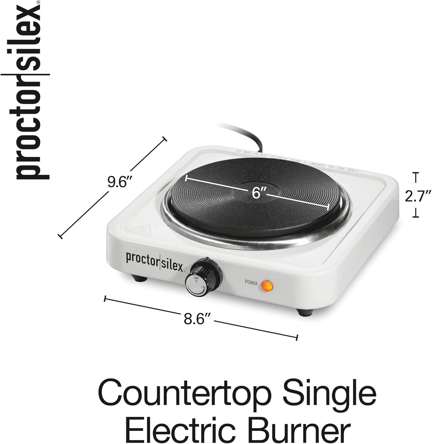 image:imageProctor Silex Portable Electric Stove Cast Iron Single Burner Cooktop Compact Adjustable Temperature Hot Plate 1000 Watts White 34107White