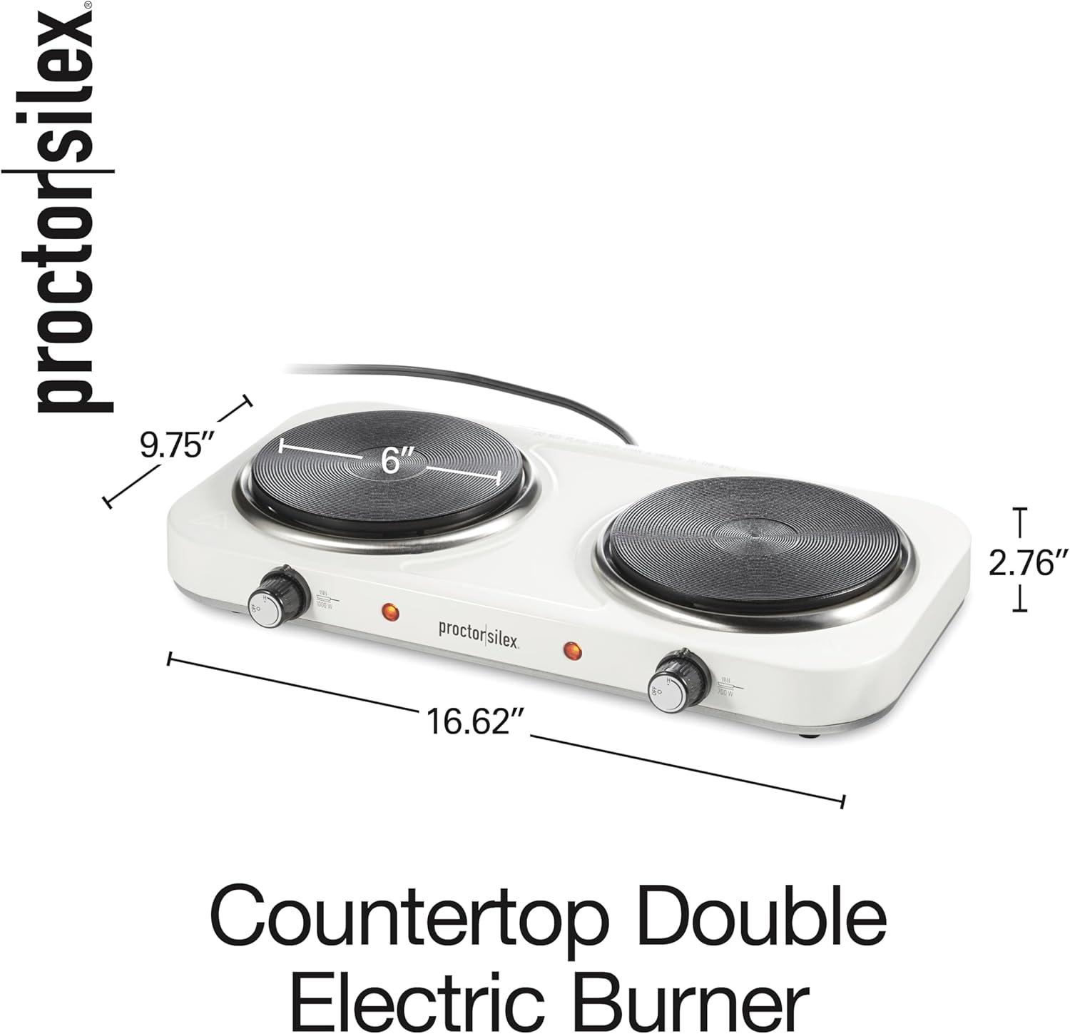image:imageProctor Silex Portable Electric Stove Cast Iron Single Burner Cooktop Compact Adjustable Temperature Hot Plate 1000 Watts White 34107White