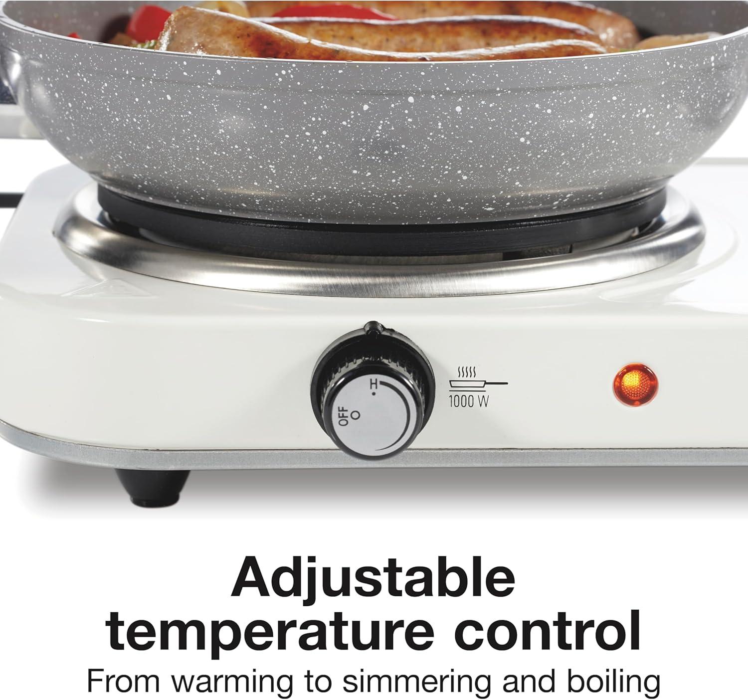 image:imageProctor Silex Portable Electric Stove Cast Iron Single Burner Cooktop Compact Adjustable Temperature Hot Plate 1000 Watts White 34107White