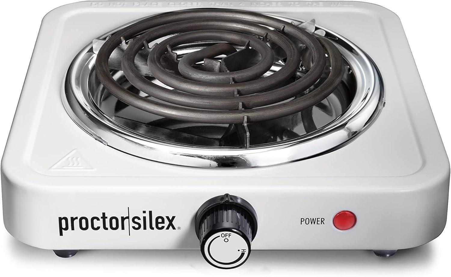 image:imageProctor Silex Portable Electric Stove Cast Iron Single Burner Cooktop Compact Adjustable Temperature Hot Plate 1000 Watts White 34107White