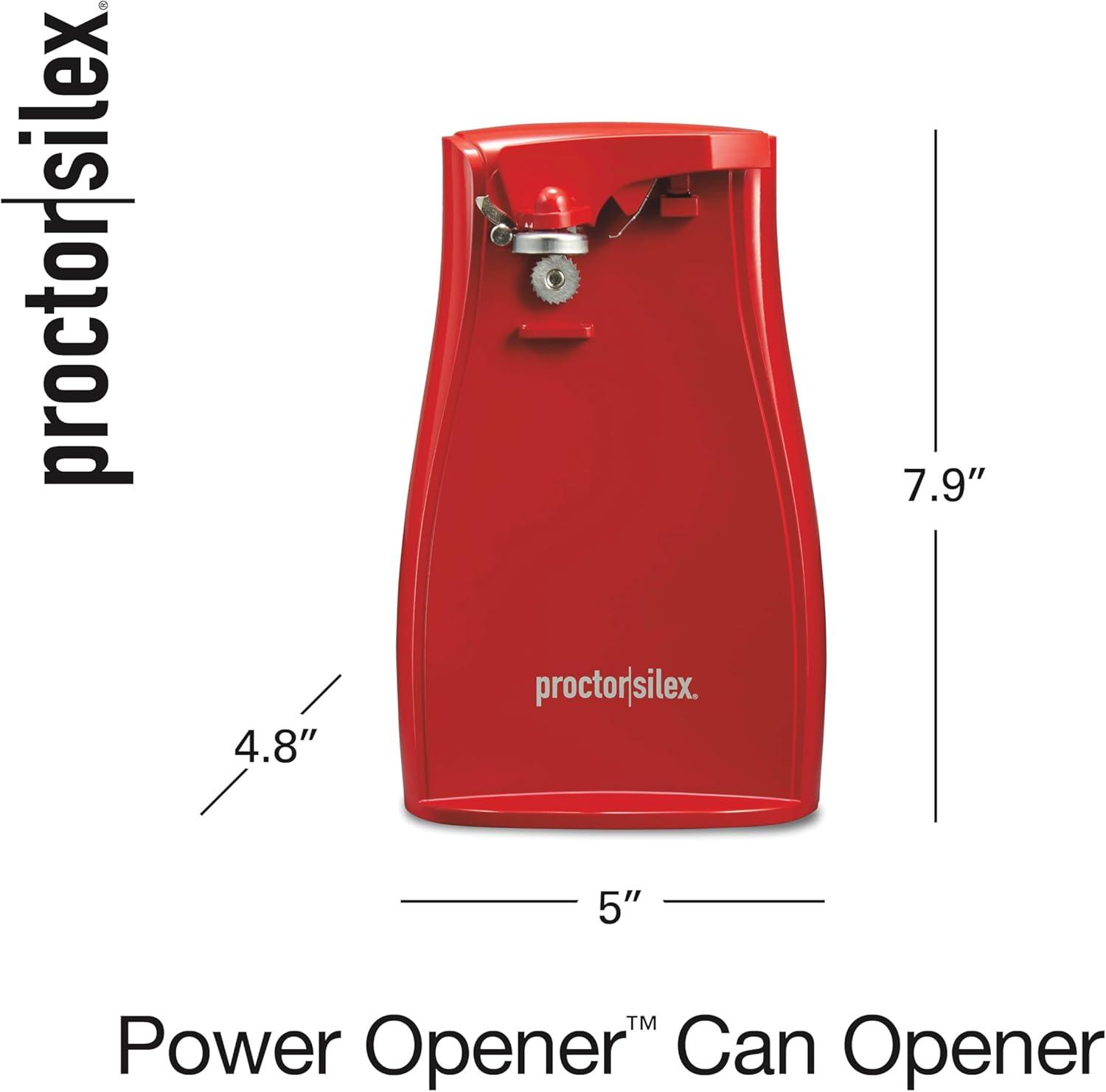 image:imageProctor Silex Power Electric Automatic Can Opener for Kitchen with Knife Sharpener Twistoff EasyClean Lever Cord Storage White 75224PSRed