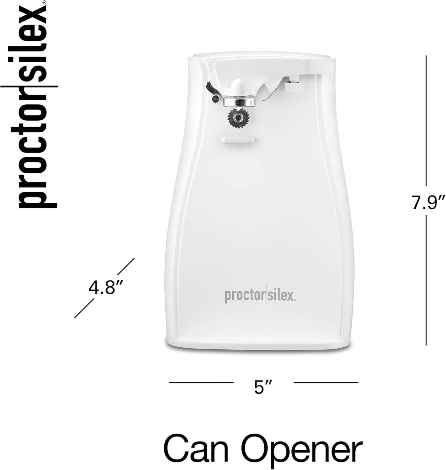 image:imageProctor Silex Power Electric Automatic Can Opener for Kitchen with Knife Sharpener Twistoff EasyClean Lever Cord Storage White 75224PSWhite