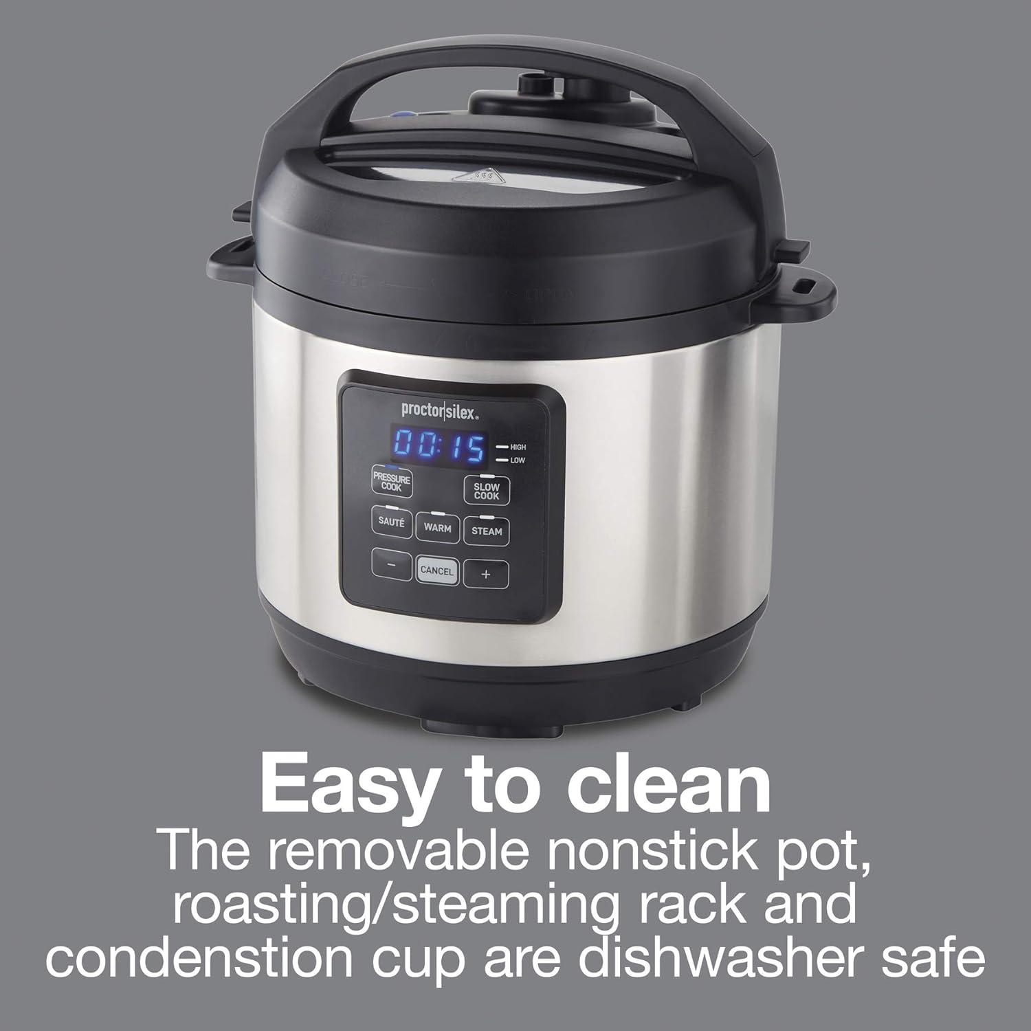 image:imageProctor Silex ProctorSilex Simplicity 4in1 Electric Pressure Cooker 3 Quart MultiFunction With Slow Cook Steam Saut Rice Stainless Steel 34503