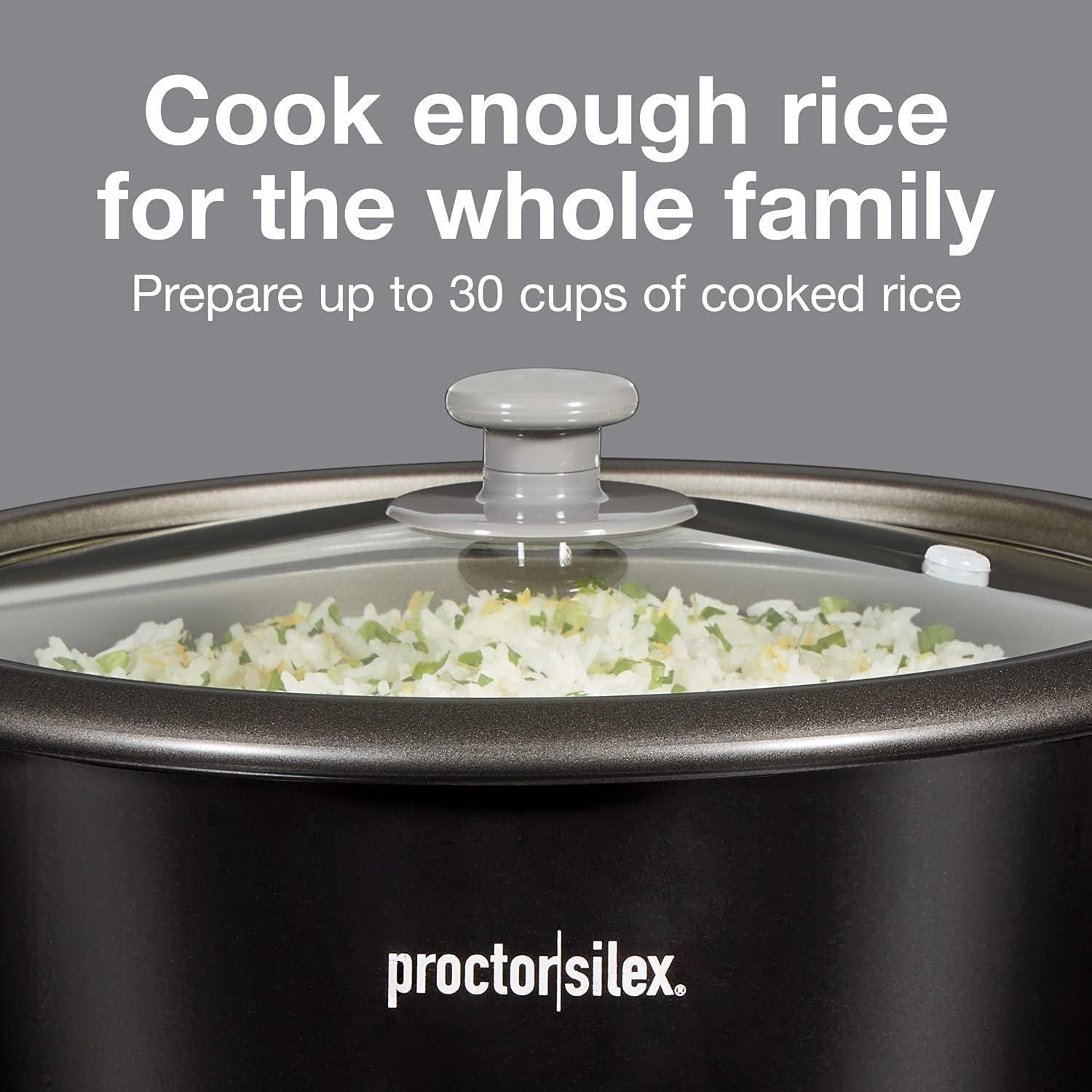 image:imageProctor Silex Rice Cooker amp Food Steamer 16 Cups Cooked 8 Cups Uncooked Includes Steam and Rinsing Basket Black 37527Black