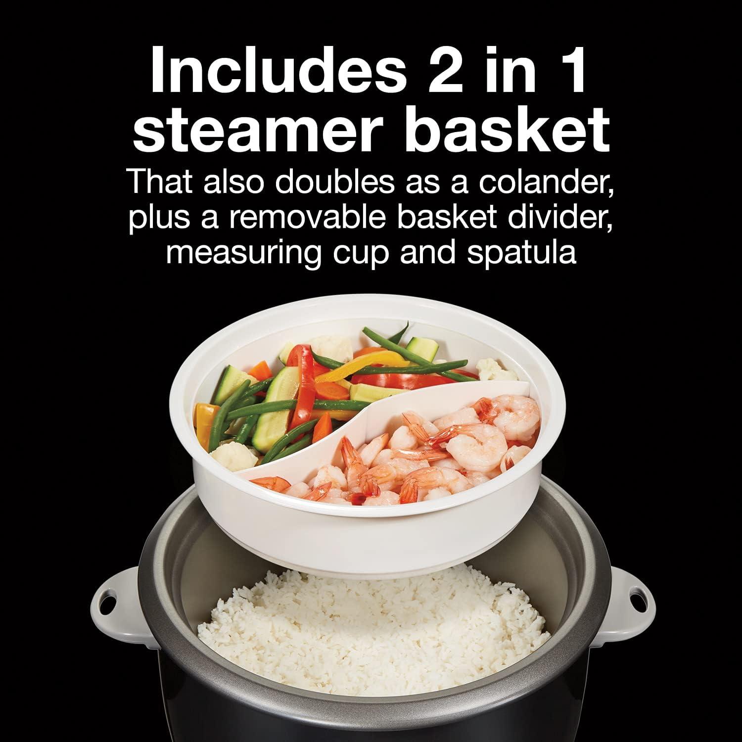 image:imageProctor Silex Rice Cooker amp Food Steamer 16 Cups Cooked 8 Cups Uncooked Includes Steam and Rinsing Basket Black 37527Black