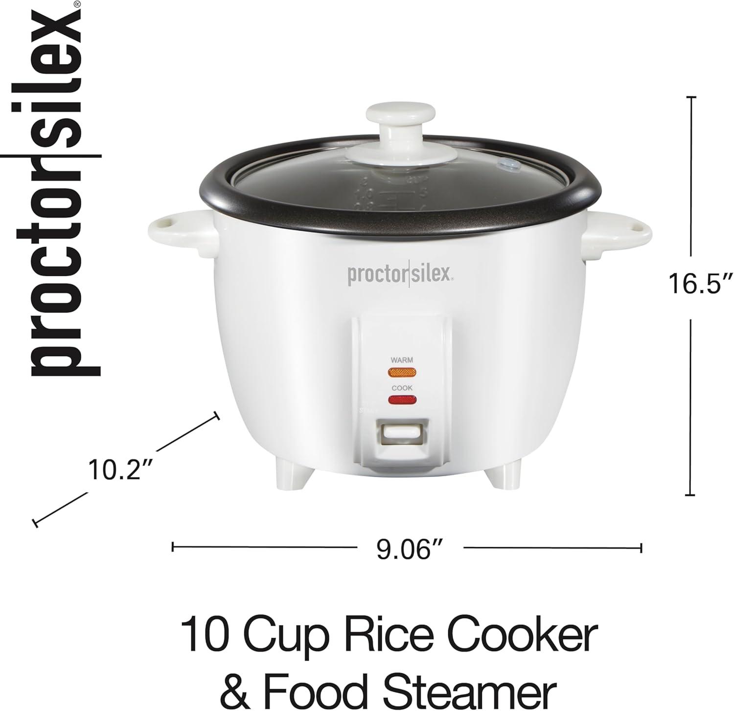 image:imageProctor Silex Rice Cooker amp Food Steamer 16 Cups Cooked 8 Cups Uncooked Includes Steam and Rinsing Basket Black 37527White