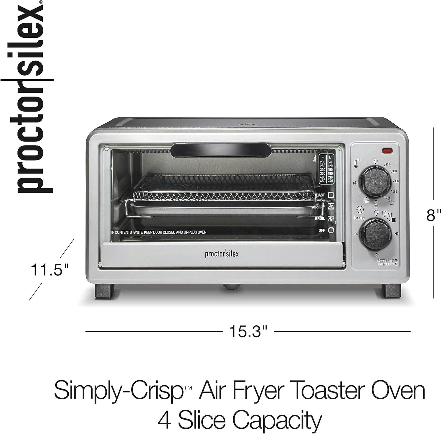 image:imageProctor Silex SimplyCrisp Air Fryer Toaster Oven Combo with 4in1 Functionality Air Fry Bake Broil amp Toast 1200 Watts Fits 4 Slices or Personal Pizza Auto Shutoff Black 31265Black