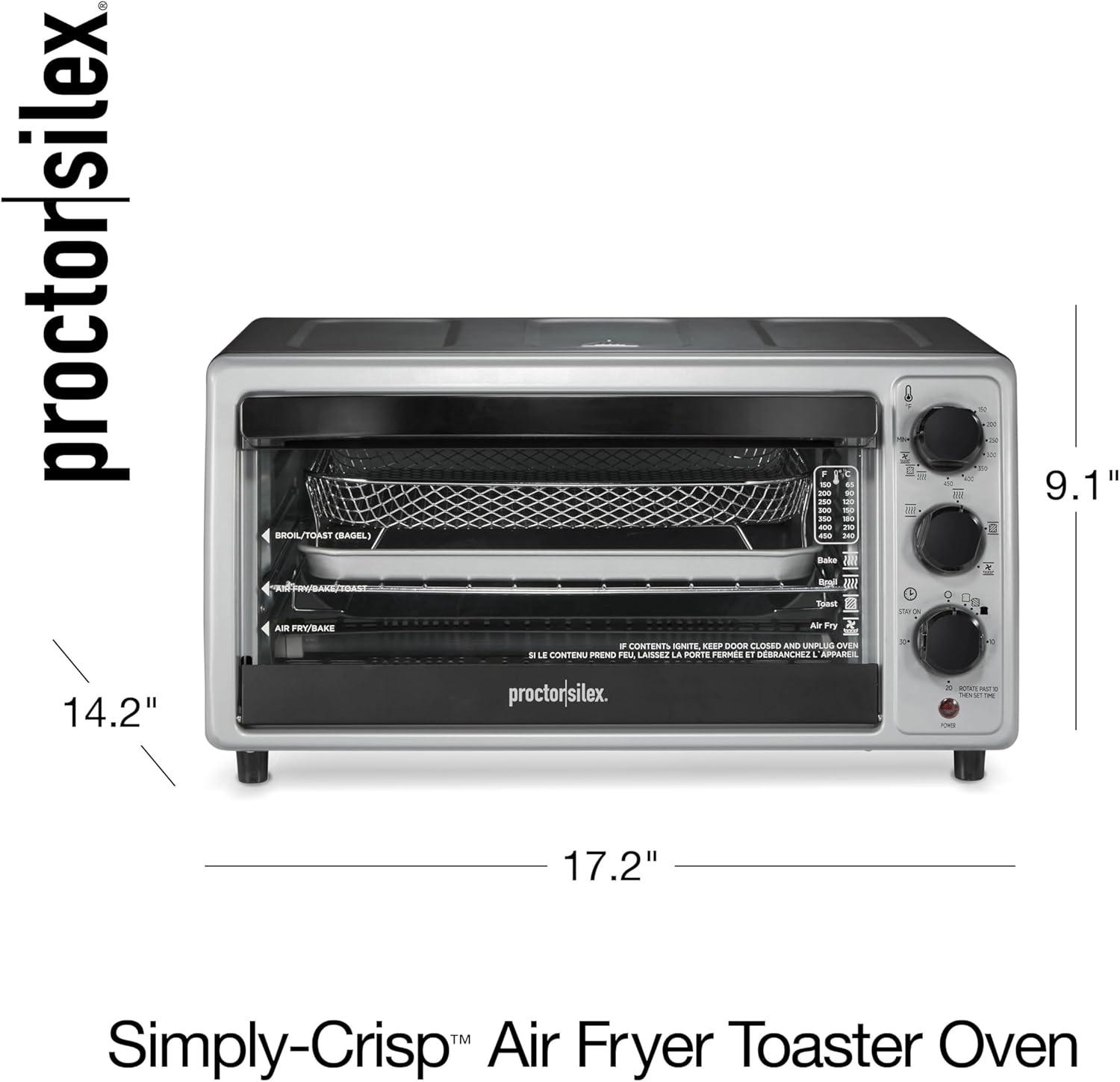 image:imageProctor Silex SimplyCrisp Air Fryer Toaster Oven Combo with 4in1 Functionality Air Fry Bake Broil amp Toast 1200 Watts Fits 4 Slices or Personal Pizza Auto Shutoff Black 31265Black