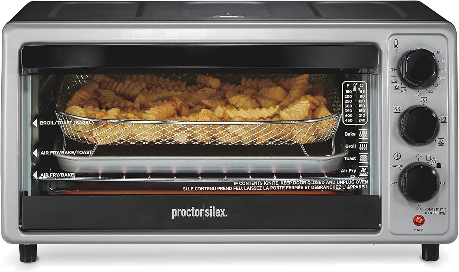 image:imageProctor Silex SimplyCrisp Air Fryer Toaster Oven Combo with 4in1 Functionality Air Fry Bake Broil amp Toast 1200 Watts Fits 4 Slices or Personal Pizza Auto Shutoff Black 31265Black