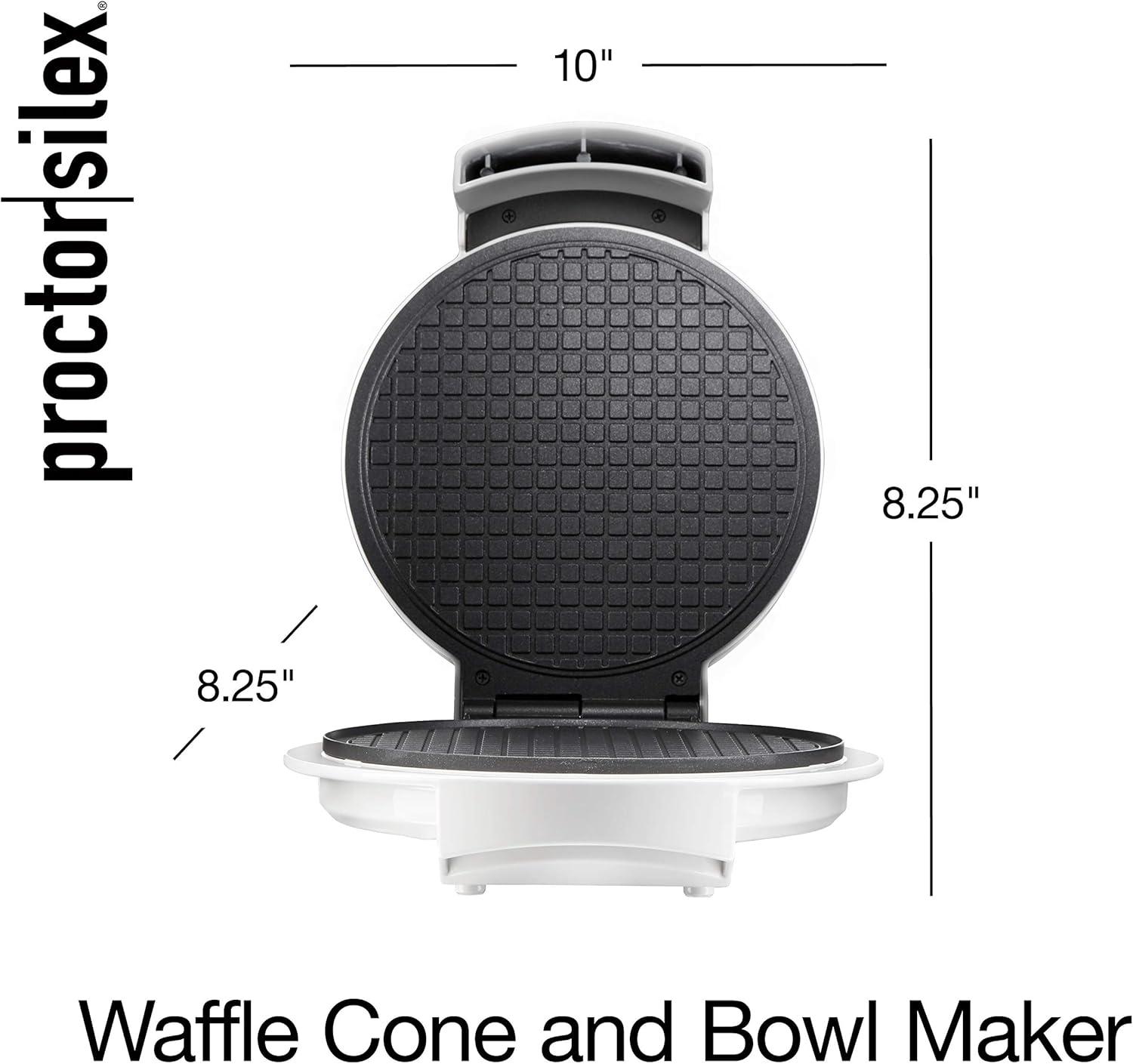 image:imageProctor Silex Waffle Cone and Ice Cream Bowl Maker with Browning Control Shaper Roller and Cup Press 75 PFASFree Nonstick Plates White 26410MN