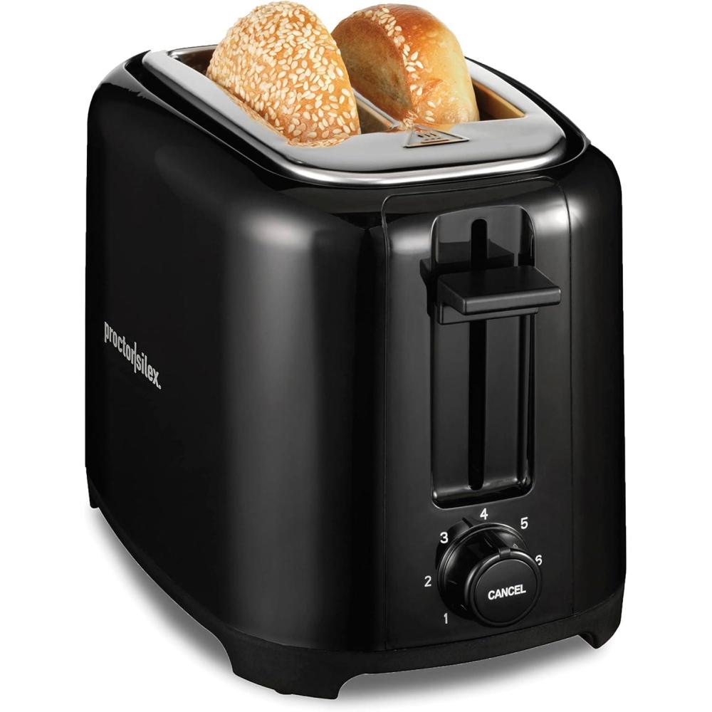 image:imageProctor Silex 2Slice Toaster with Extra Wide Slots for Bagels CoolTouch Walls Shade Selector Toast Boost Auto Shutoff and Cancel Button Black 22305Toaster