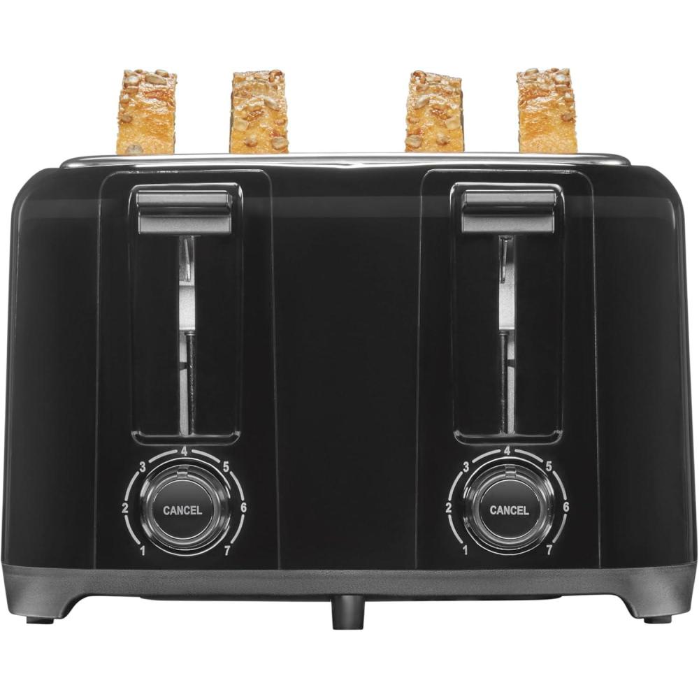 image:imageProctor Silex 4 Slice Toaster with Extra Wide Slots for Bagels CoolTouch Walls Shade Selector with 7 Browning Levels Toast Boost Auto Shutoff and Cancel Button White 24214PSBlack