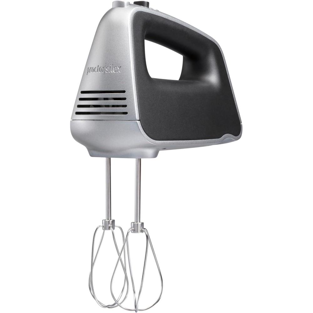 image:imageProctor Silex 5Speed Boost Electric Hand Mixer with Powerful 13 Amp DC Motor For Effortless Mixing amp Consistent Speed in Thick Ingredients Slow Start Silver 62501